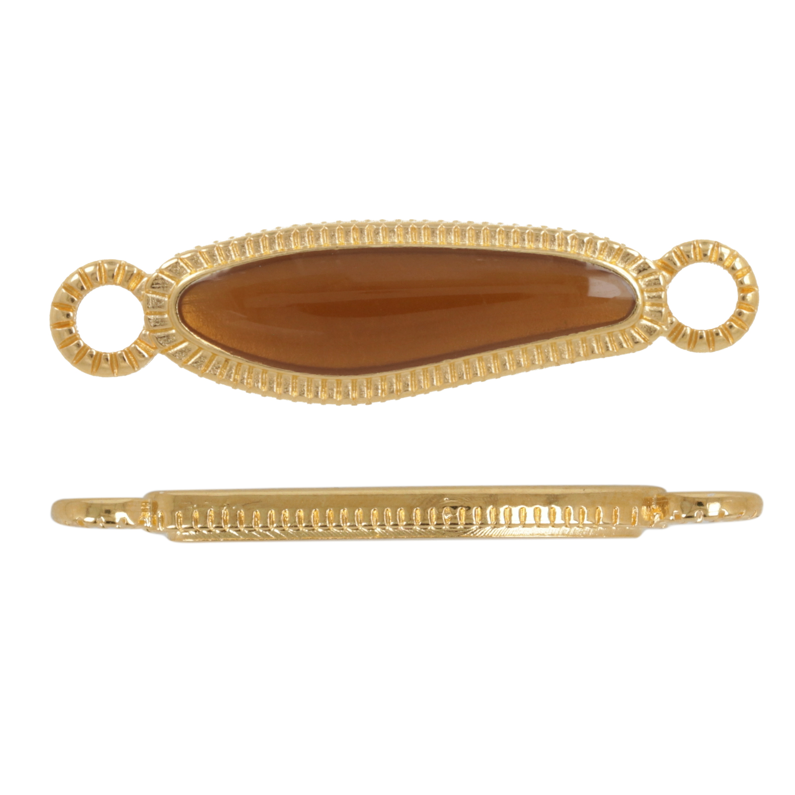 gold plated enameled brown 32x8,5mm | 1pc