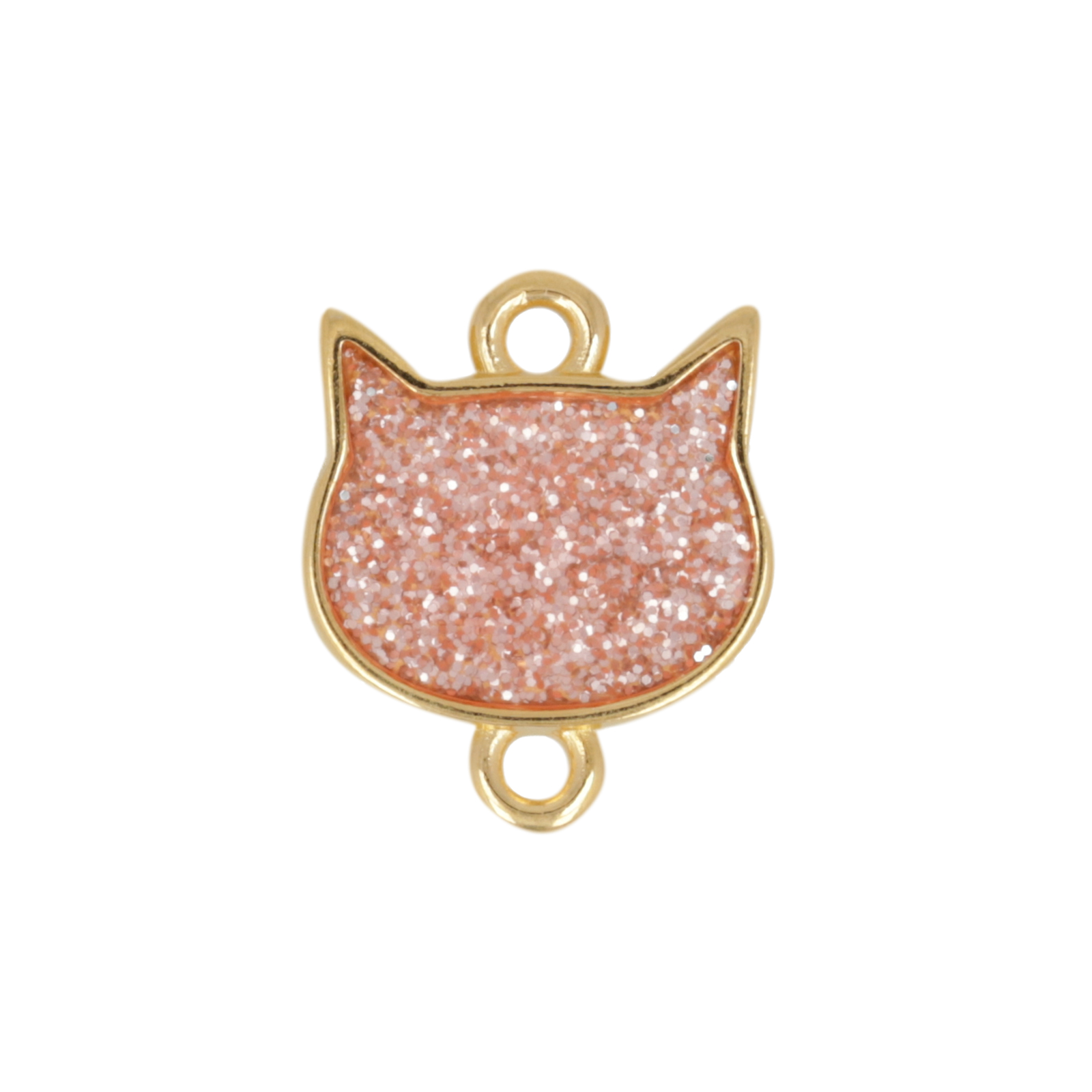 gold plated enameled glitter cat 15x12,5mm | 1pc