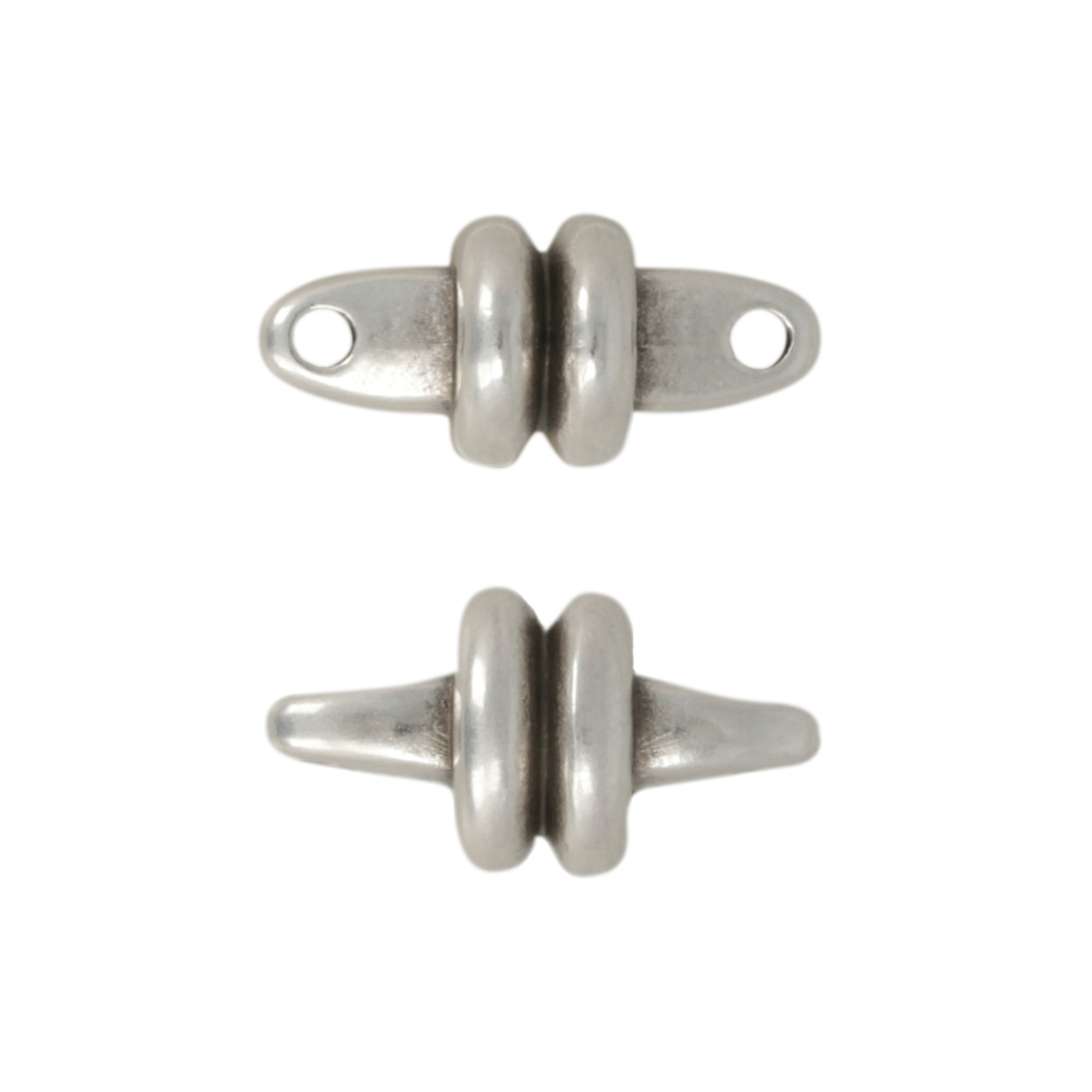 antique silver plated roundelle link 15x8mm | 4pc