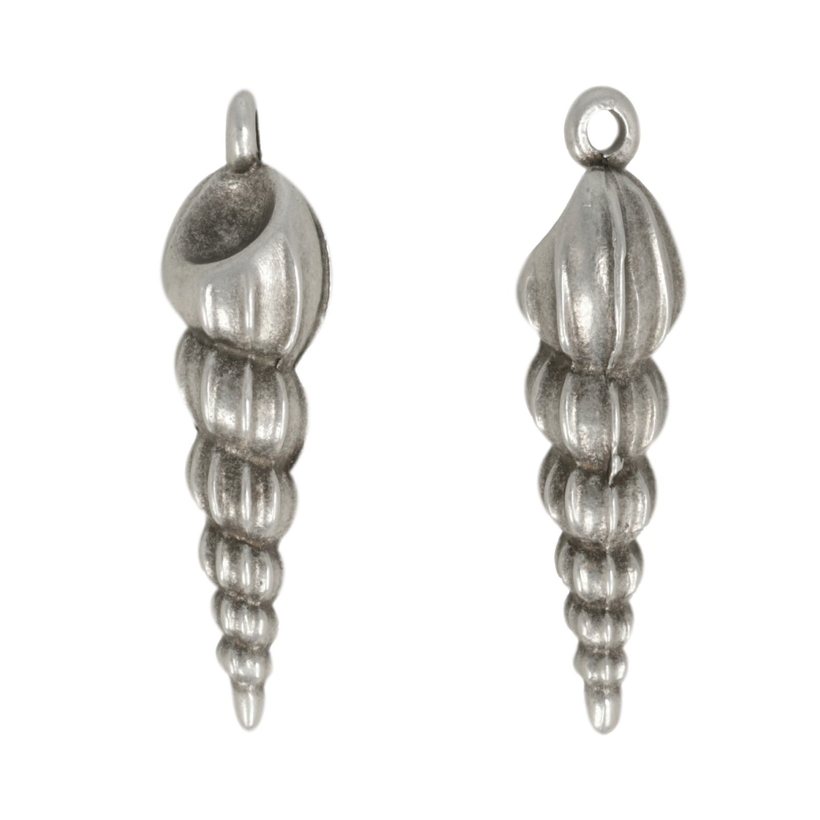 antique silver plated shell pendant 33x8mm | 1pc