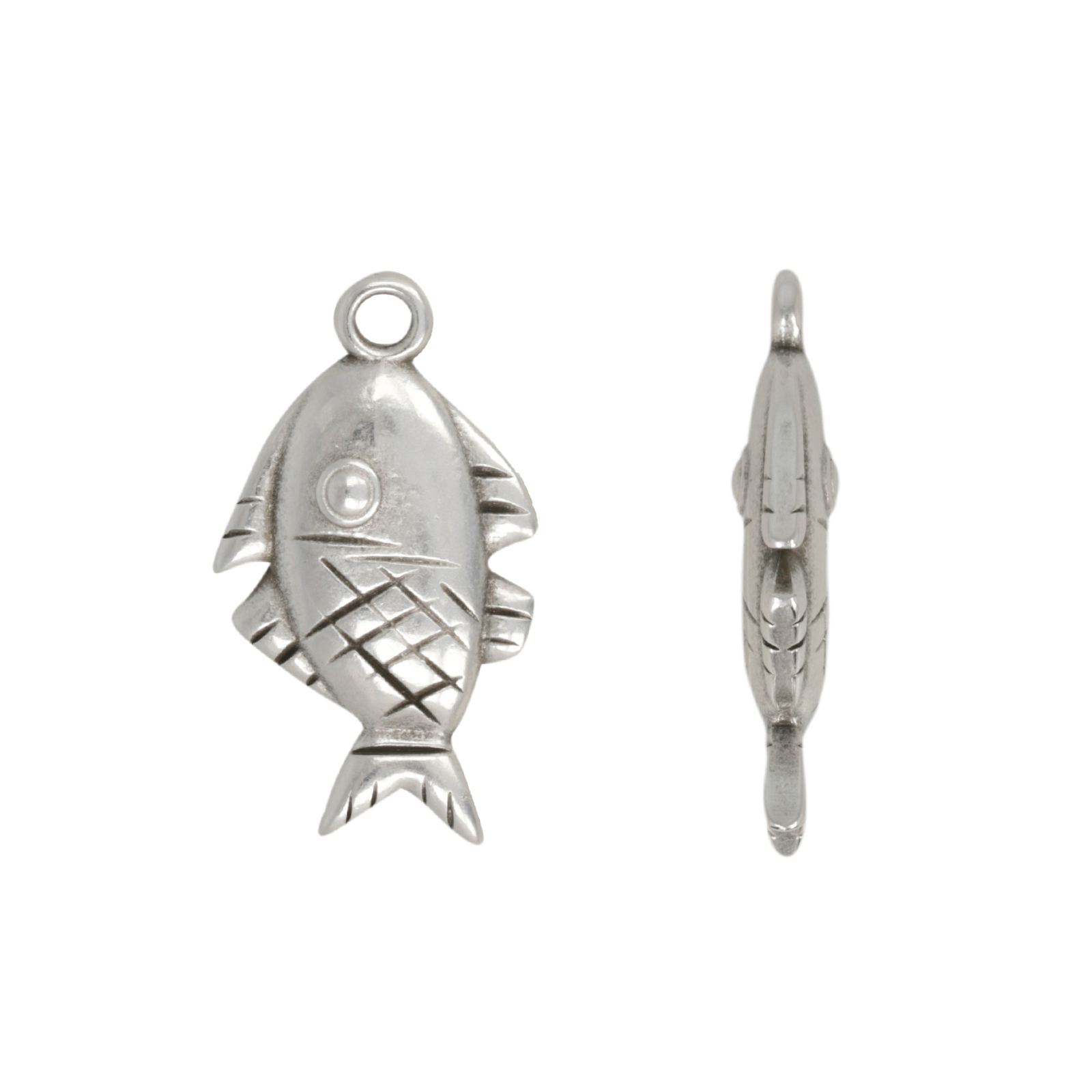 antique silver plated fish pendant 23x13mm | 2pc