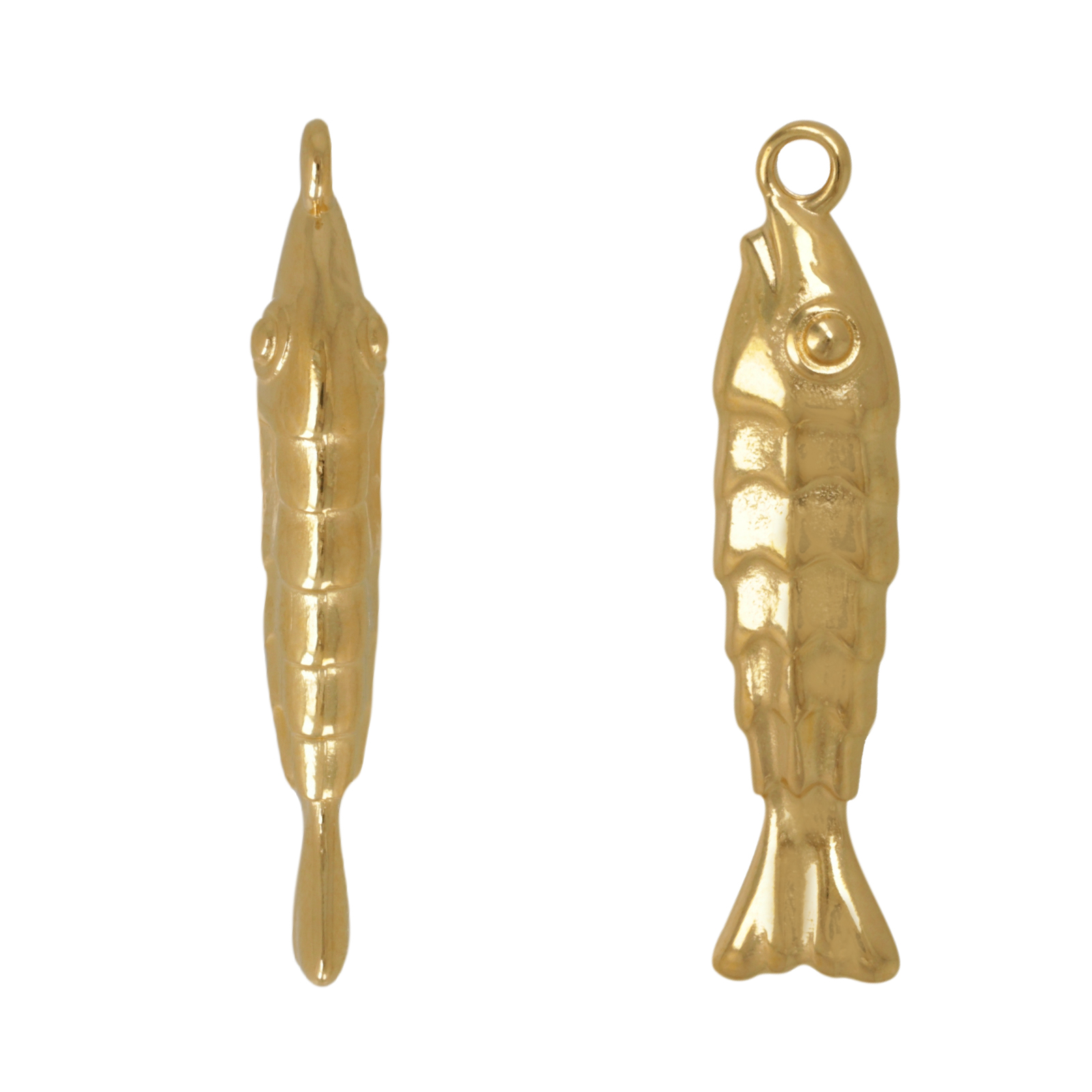 gold plated fish pendant 33x7mm | 1pc