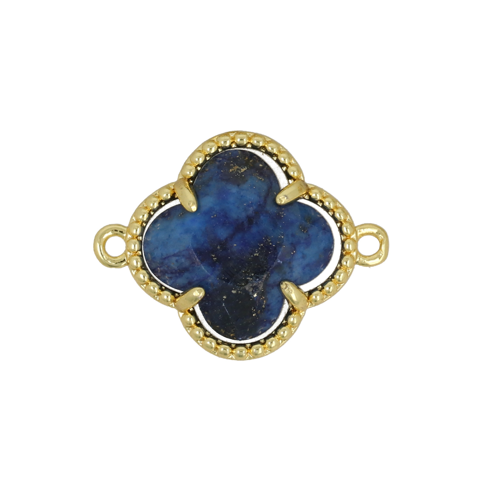 gold plated precious link dyed lapis clover 16mm | 1pc