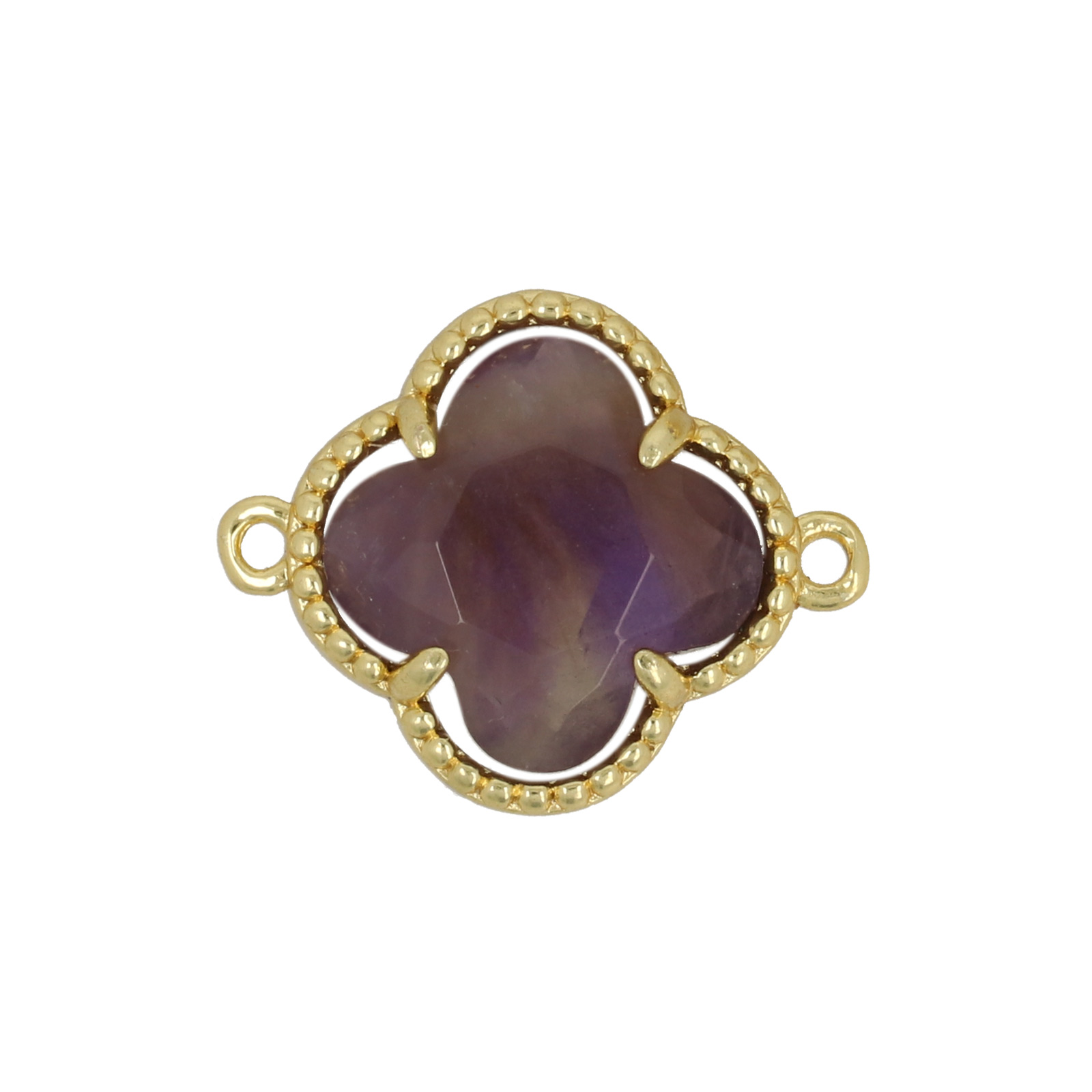 gold plated precious link amethyst clover 16mm | 1pc
