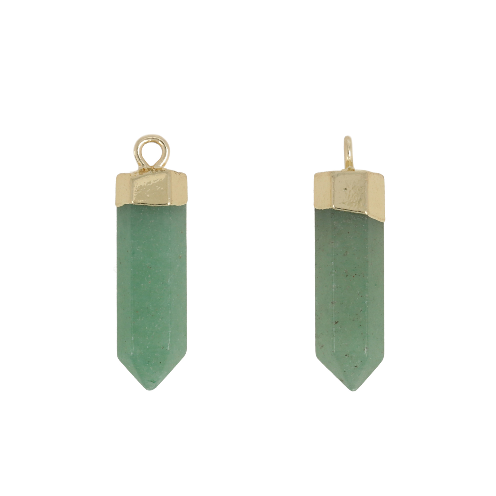 gold plated precious pendant green aventurine faceted bullet 20mm | 1pc