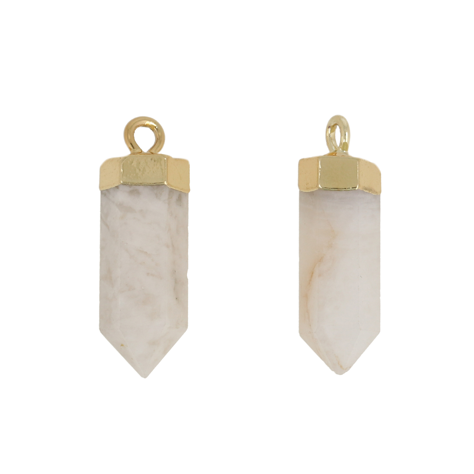 gold plated precious pendant white moonstone faceted bullet 20mm | 1pc