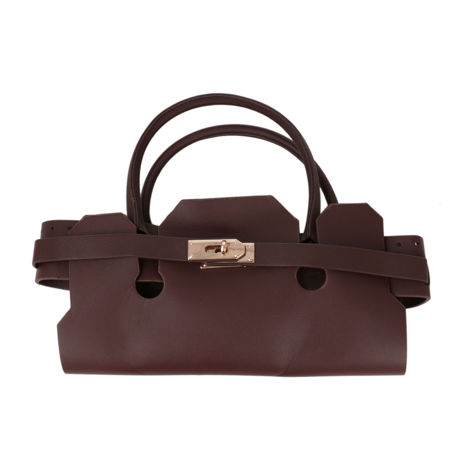 birkin handle bag set - pu leather brown - 29x15cm | 1pc