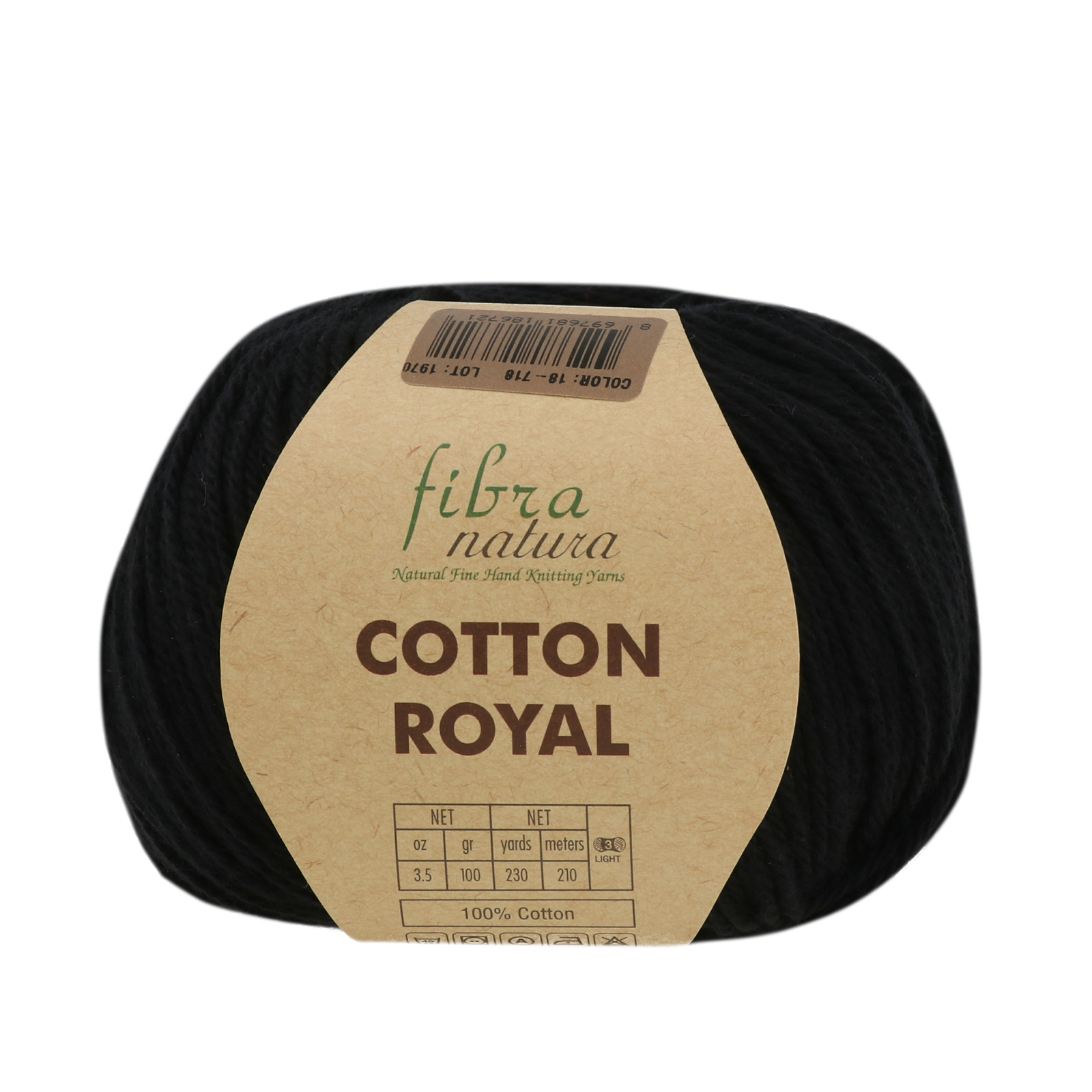 cotton royal fibra natura - black (718) - 100gr (210mt) | 1pc