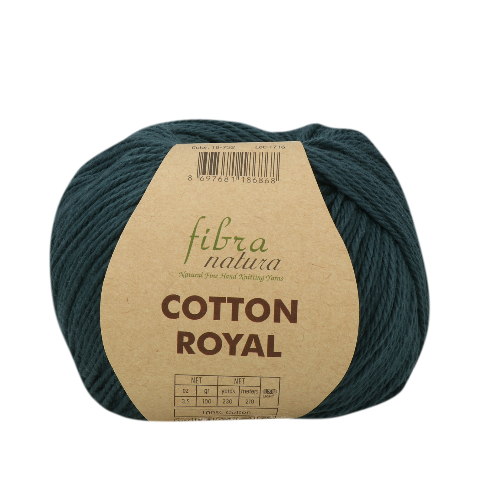 cotton royal fibra natura - dunkel grün (732) - 100gr (210mt) | 1st