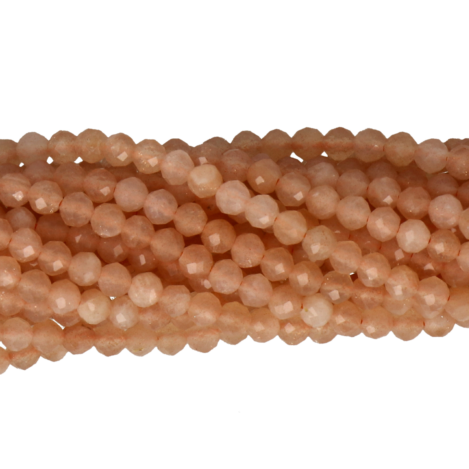 peach moonstone faceted round 3-3,5mm | 15/16-inch strand