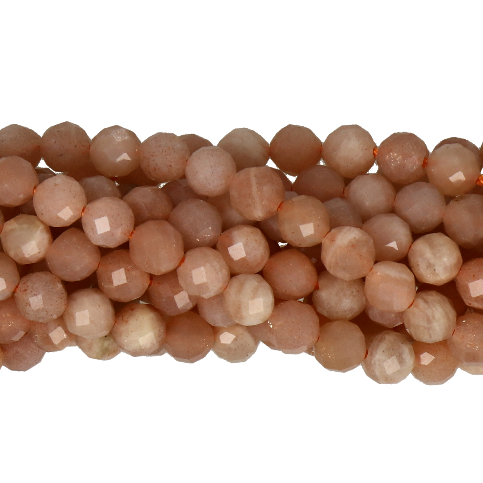 peach moonstone faceted round 5mm | 15/16-inch strand