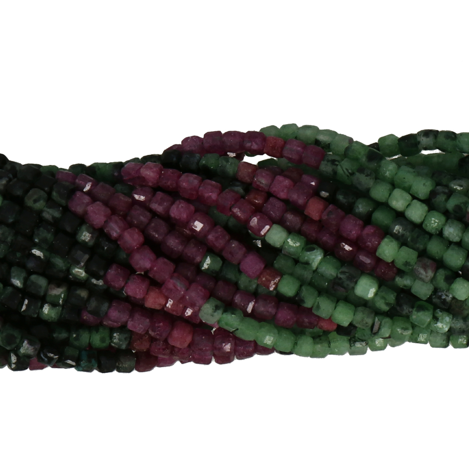 ruby zoisite cube faceted 2-2,5mm | 15/16-inch strand