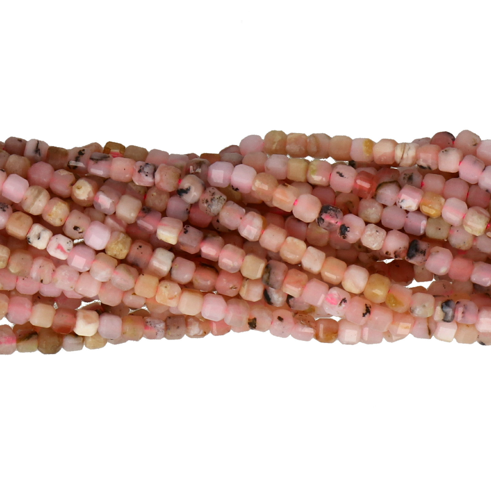 pink opal peruvian cube faceted 2mm | 15/16-inch strand