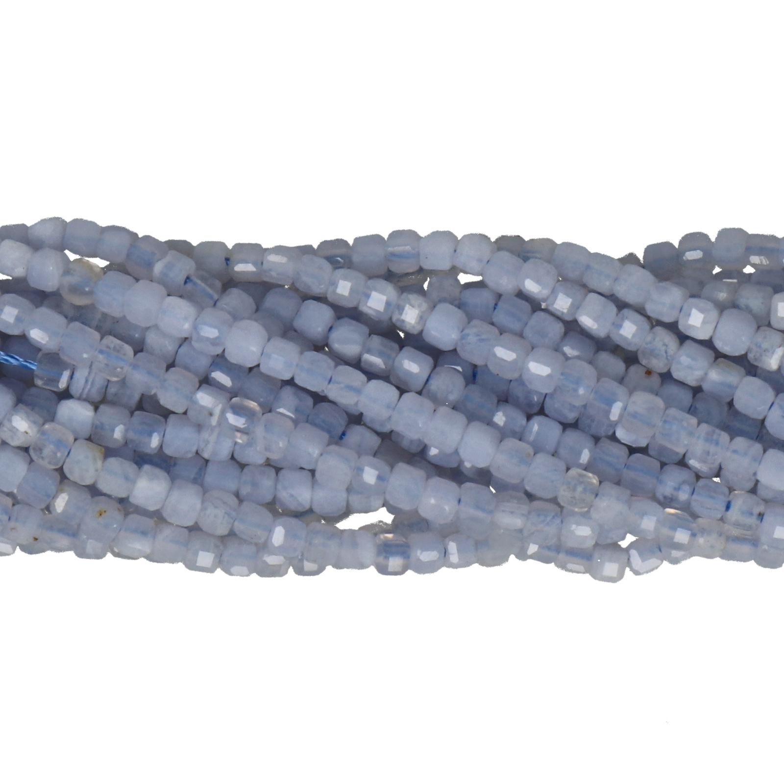 blue lace agate cube faceted 2mm | 15/16-inch strand