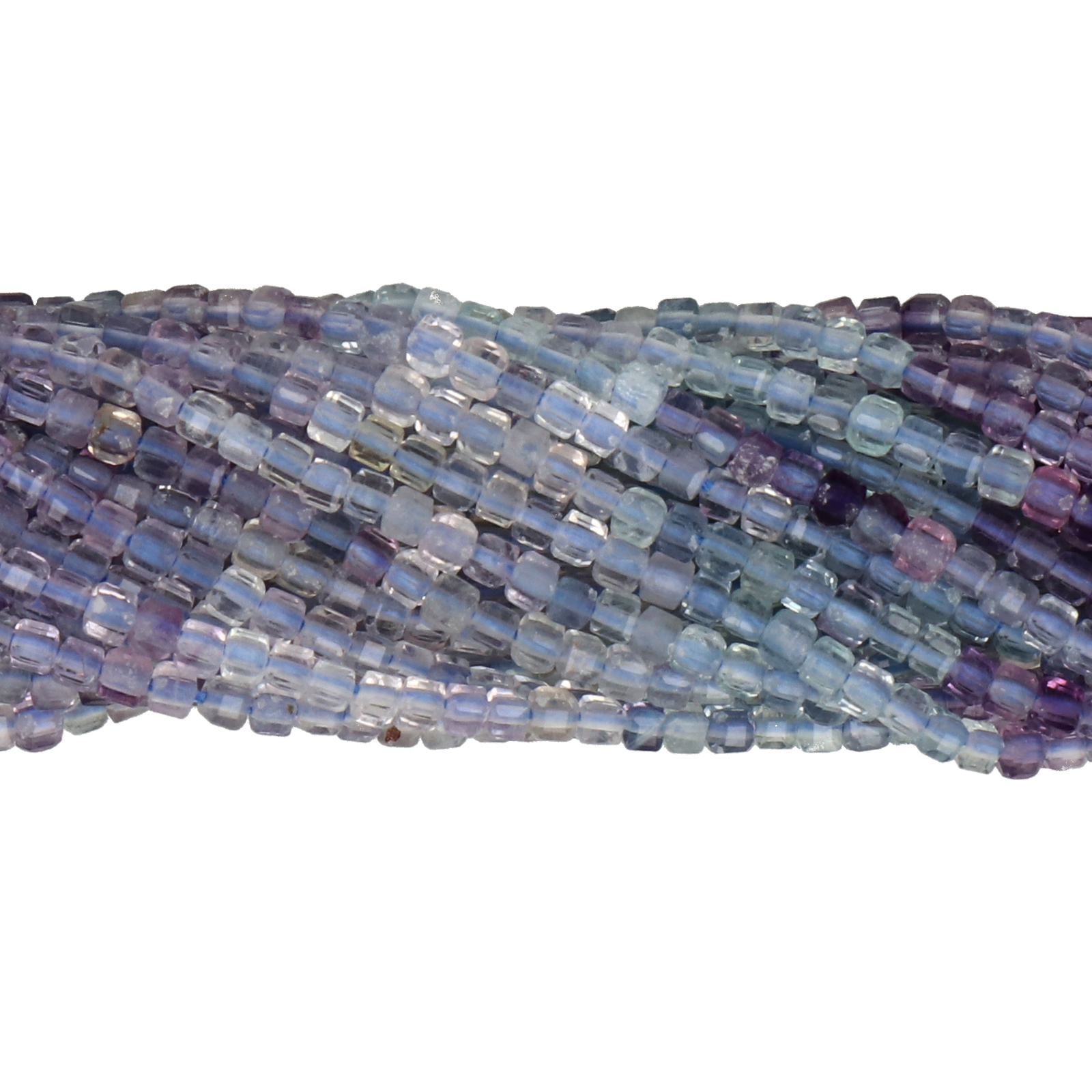 fluorite mix color cube faceted 2mm | 15/16-inch strand
