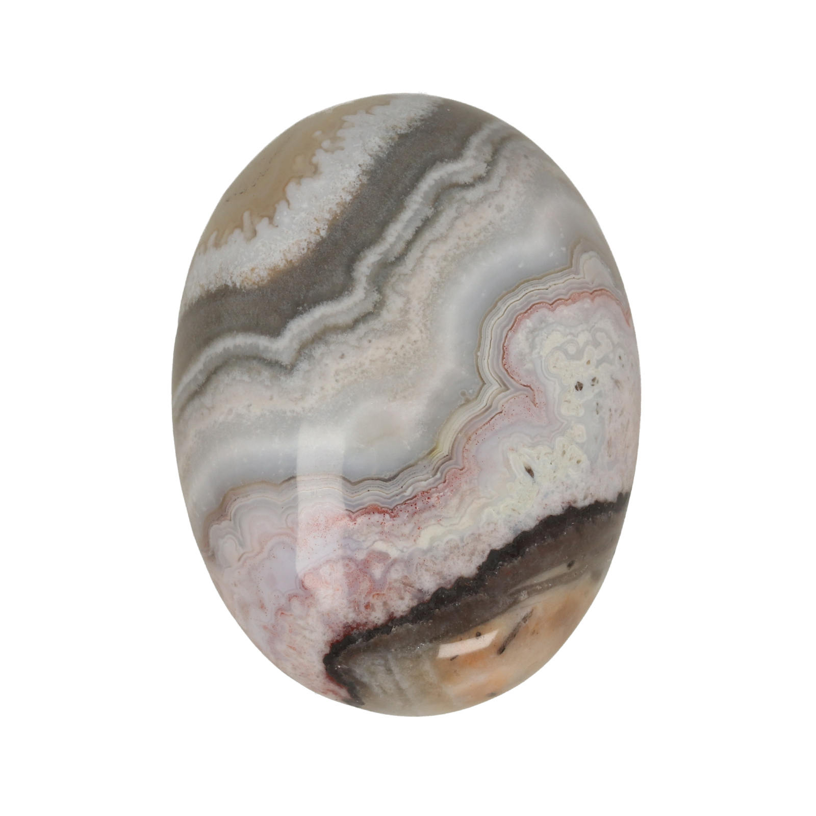 mexican crazy lace agate cabochon smooth oval 40x30mm | 1pc