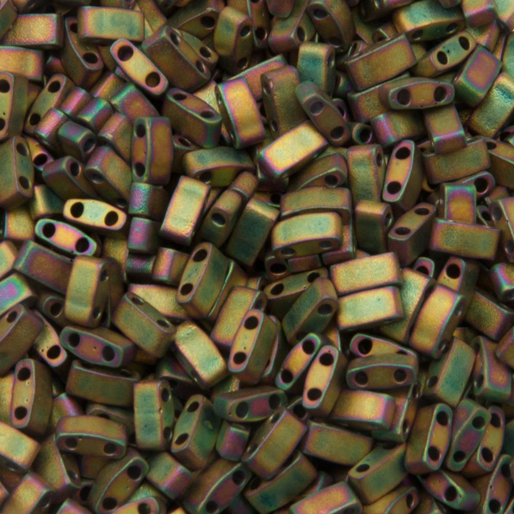 miyuki half tila beads - matte metallic khaki iris 5x2,3mm | 5gr