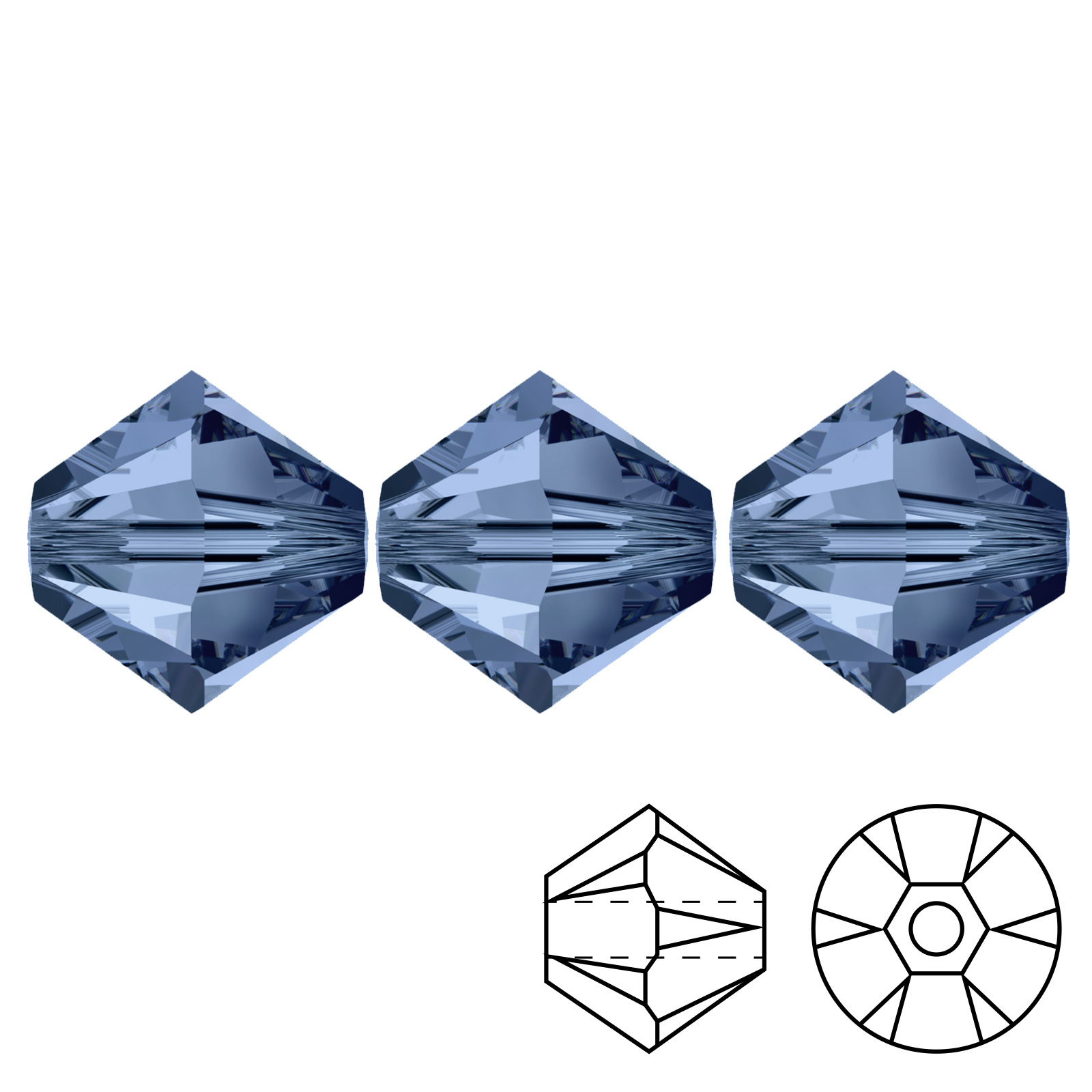 bicone (5328) montana 3mm | 48pc