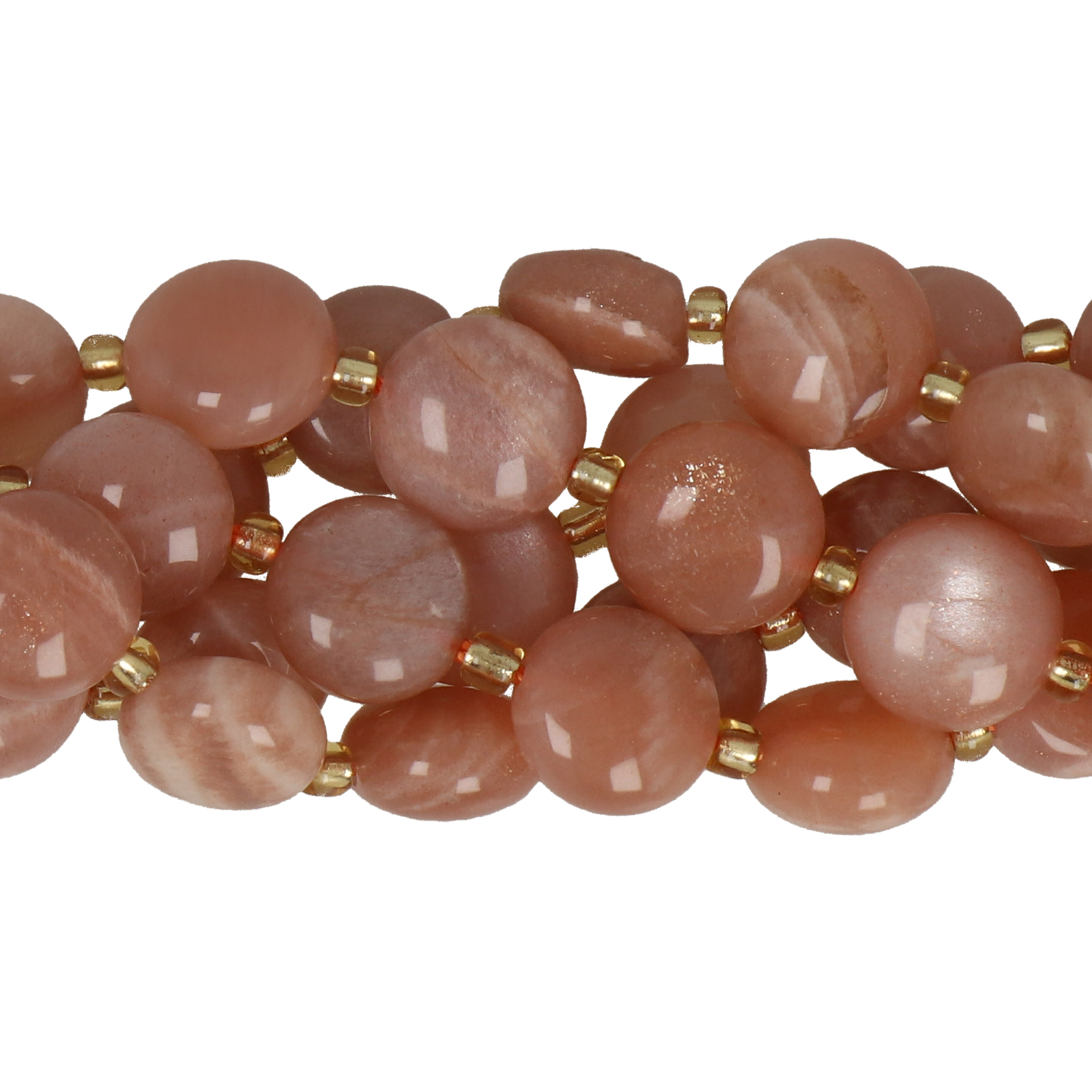 peach moonstone smoooth coin 10mm | 4pc