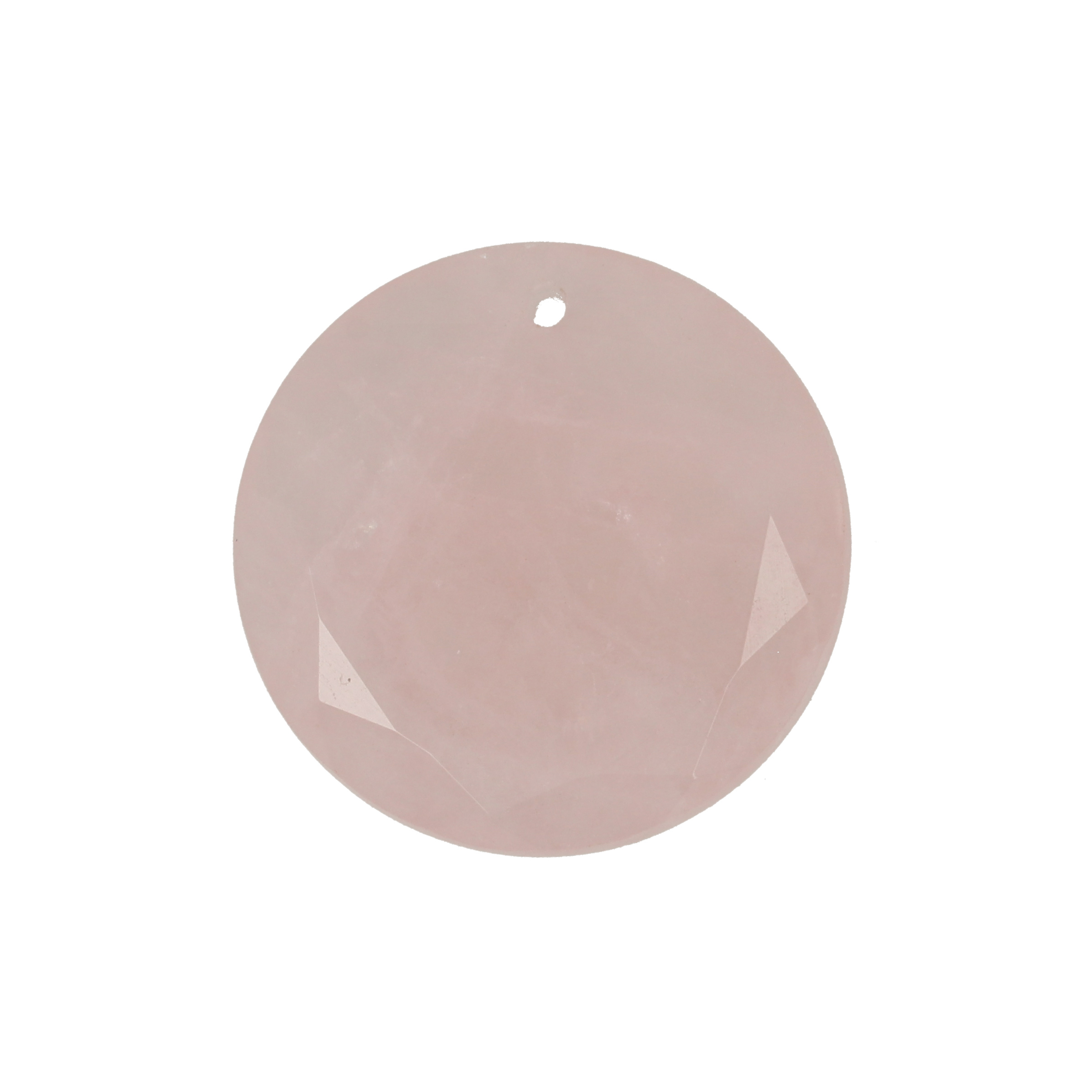 rose quartz pendant faceted coin 25mm | 1pc