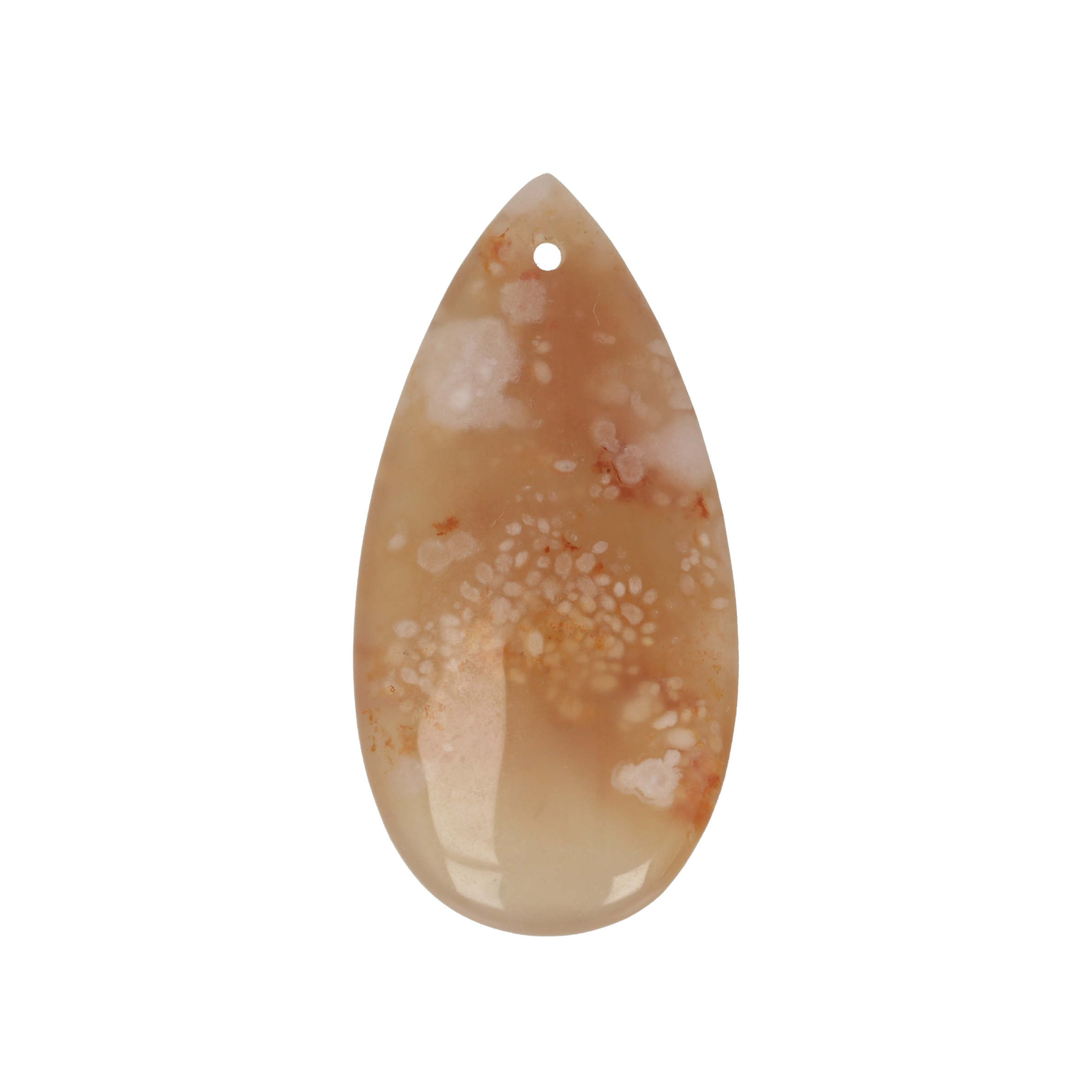 flower agate pendant smooth drop 40x20mm | 1pc