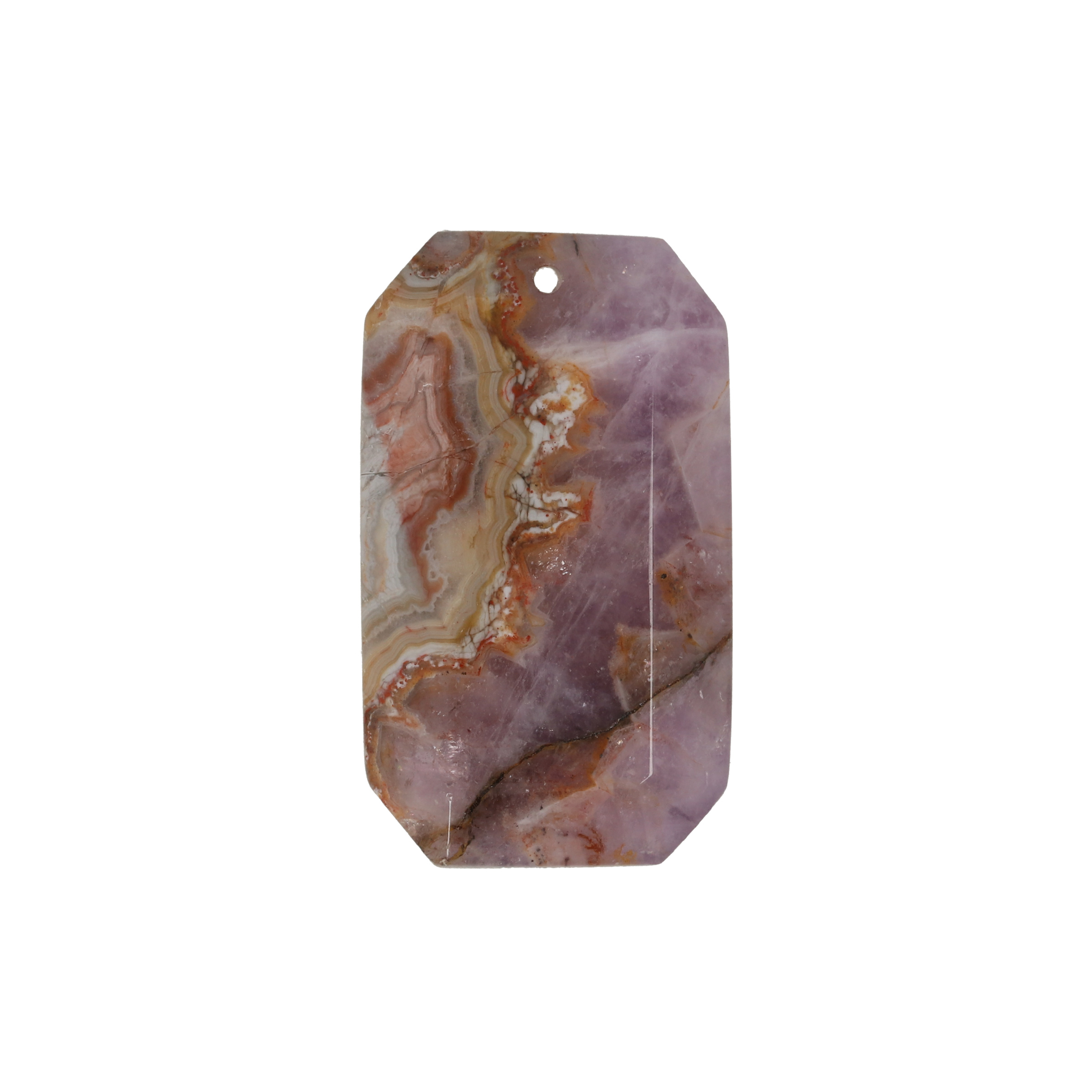 amethyst agate pendant faceted rectangle 35x20mm | 1pc