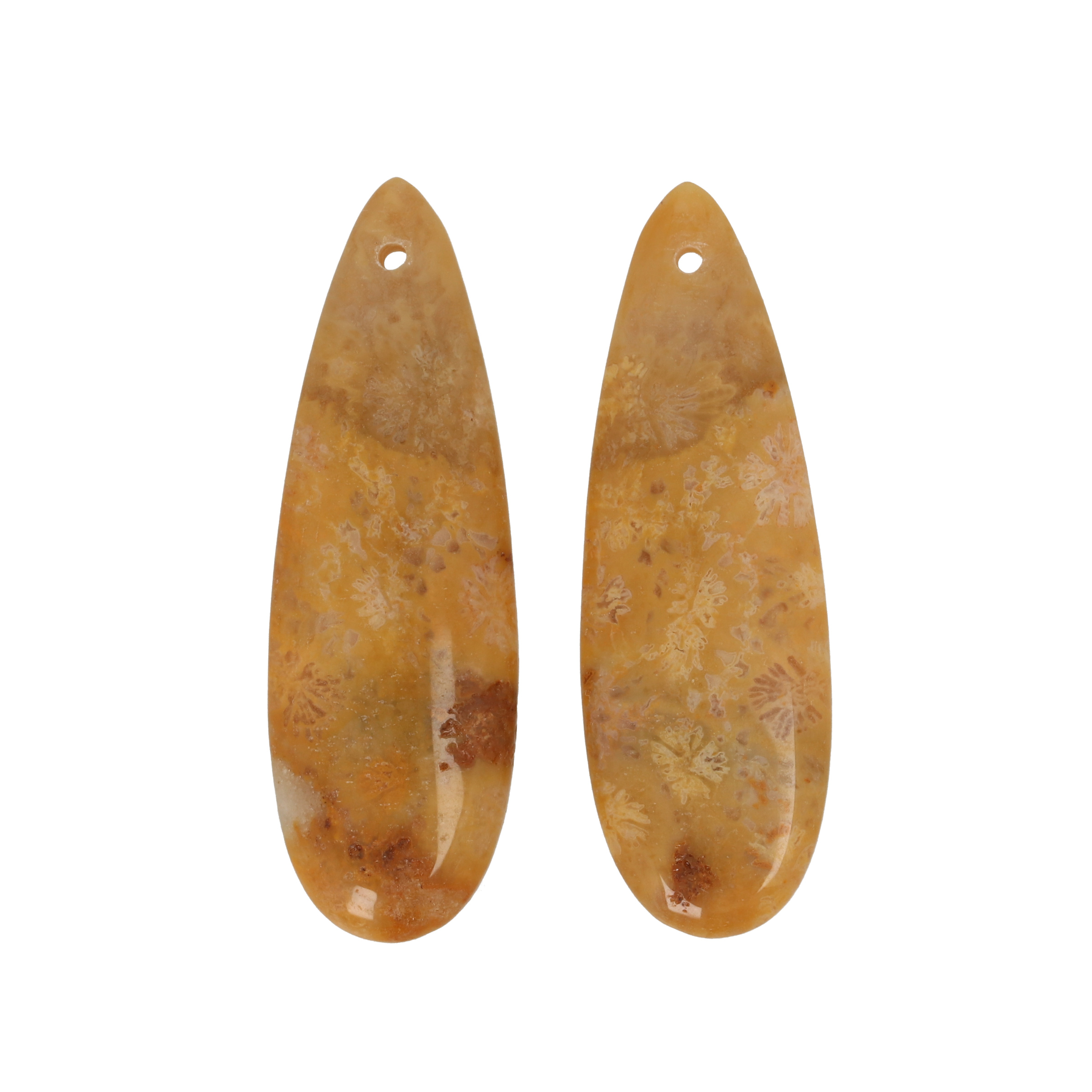 fossil coral pendant drops 40x13mm | 2pc