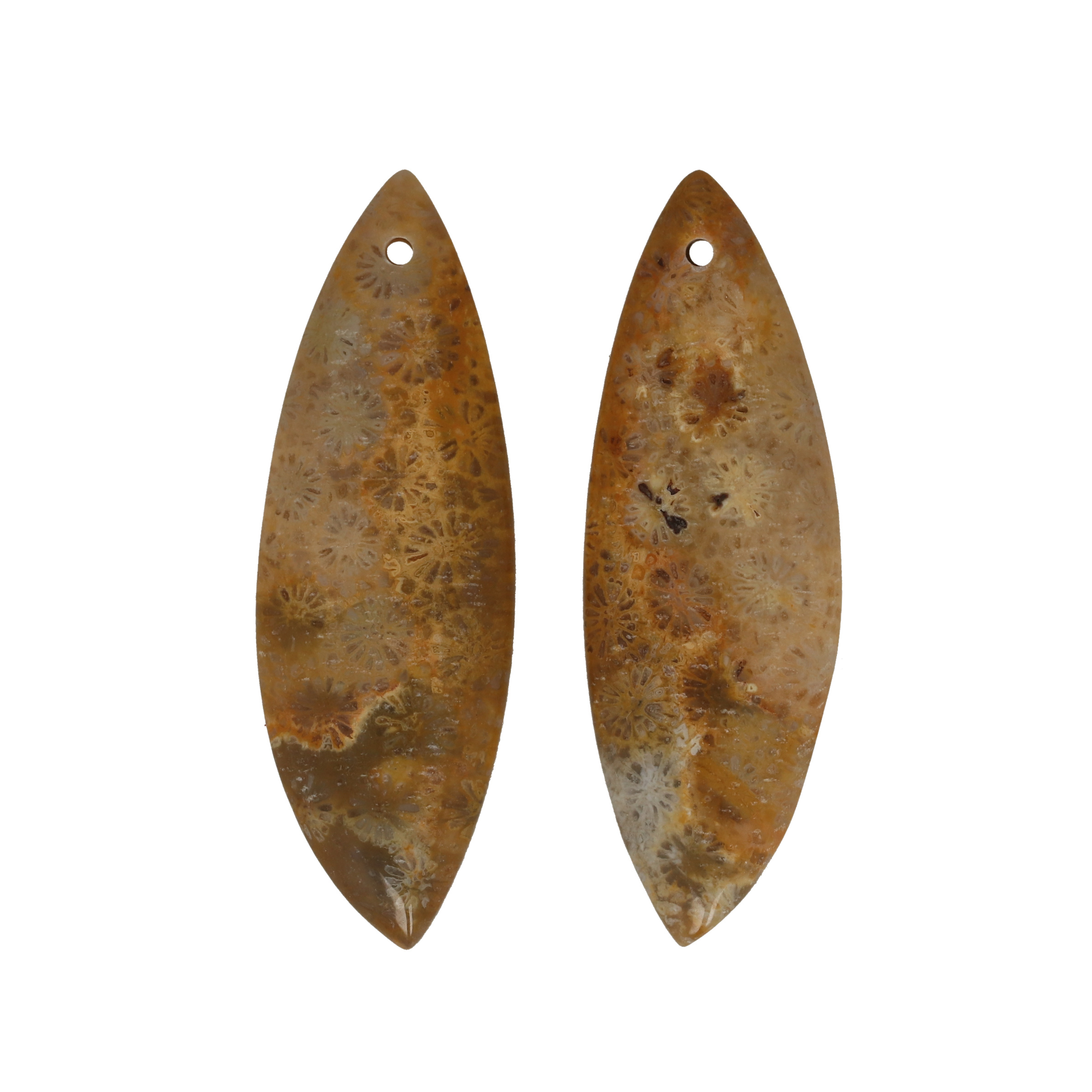 fossil coral pendant navette 40x13mm | 2pc