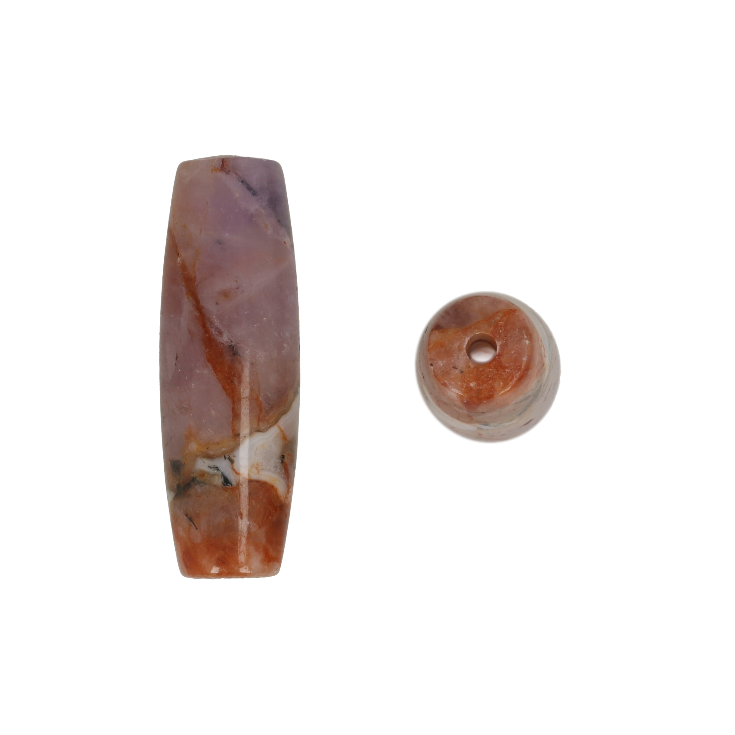 agate amethyst drilled pendant smooth barrel 30x10mm | 1pc