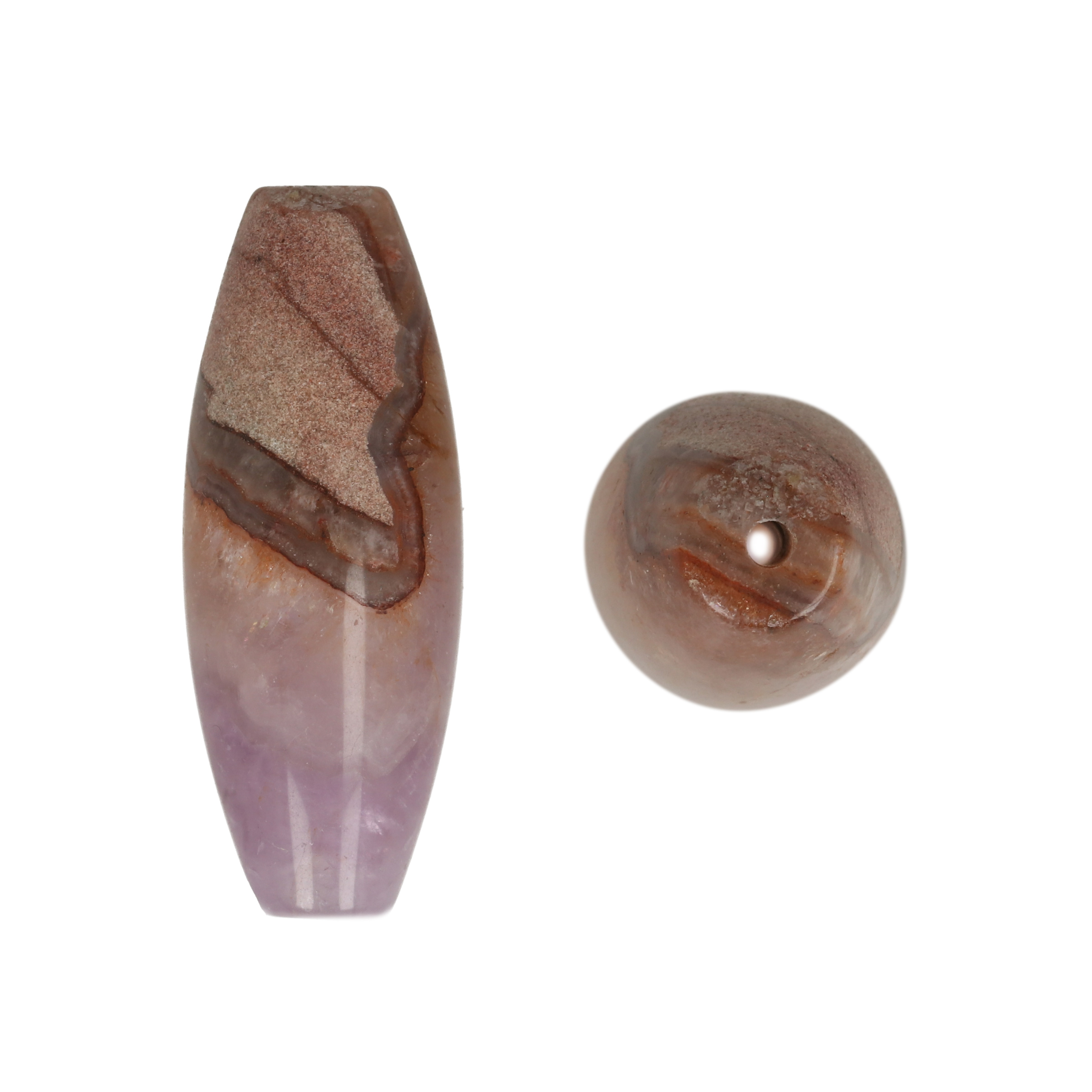agate amethyst drilled pendant smooth barrel 40x15mm | 1pc