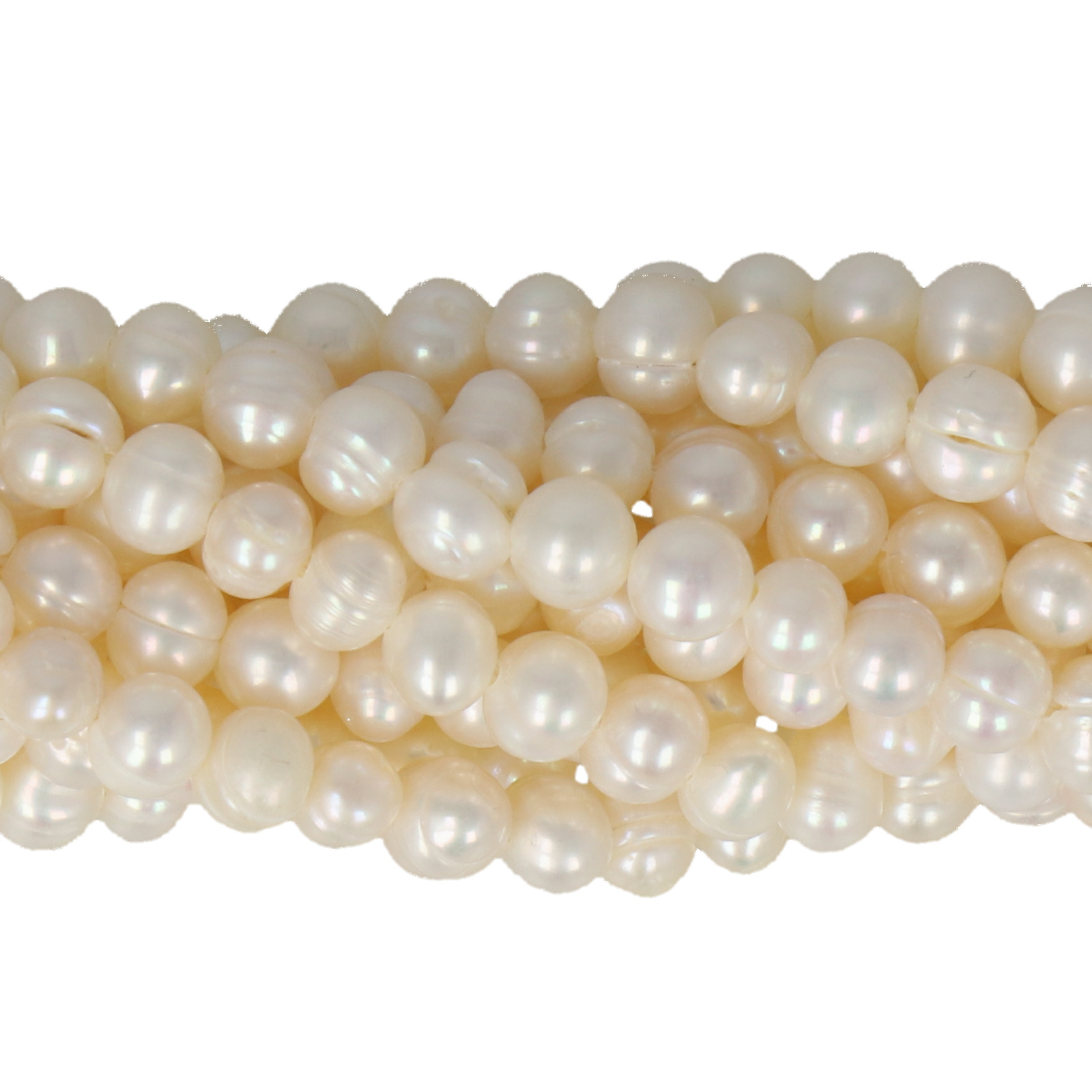süßwasserperlen kartoffelform weiß 4-5mm | 34/36cm strang
