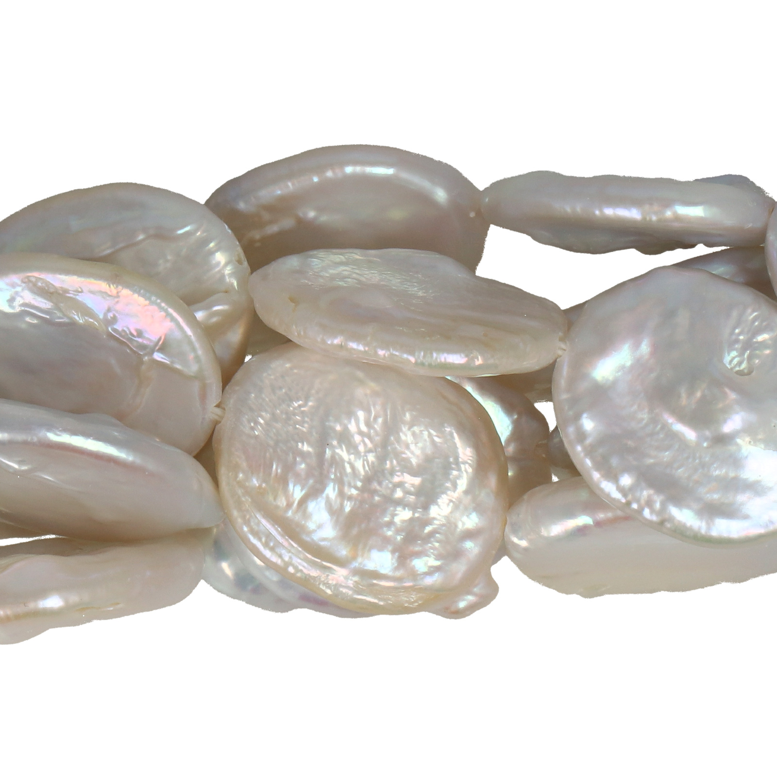 freshwater pearls white baroque flat oval 18x14mm approx. | 2pc