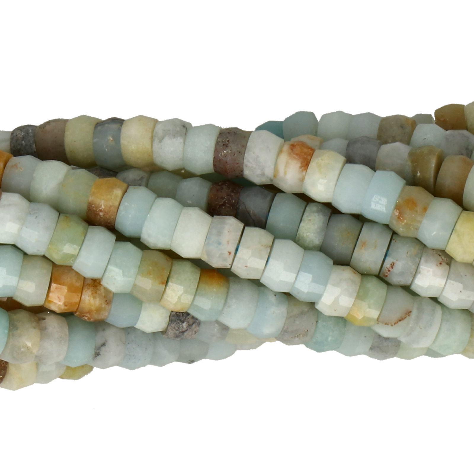 multicolor amazonite faceted roundelle 4x2mm | 15/16-inch strand