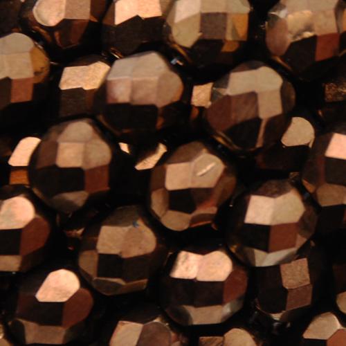 czech fire-polished round beads dark bronze 8mm | 25pc