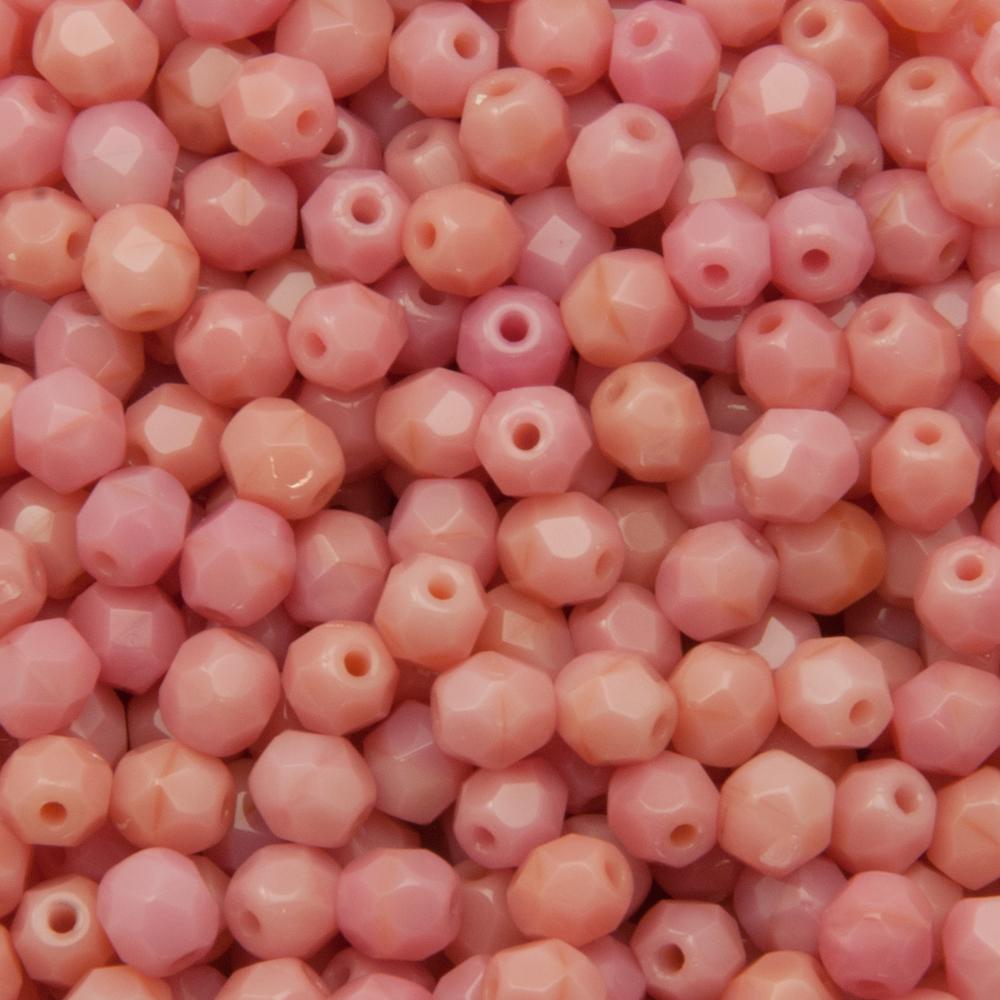 czech fire-polished round beads - opaque carnation pink 4mm | 50pc