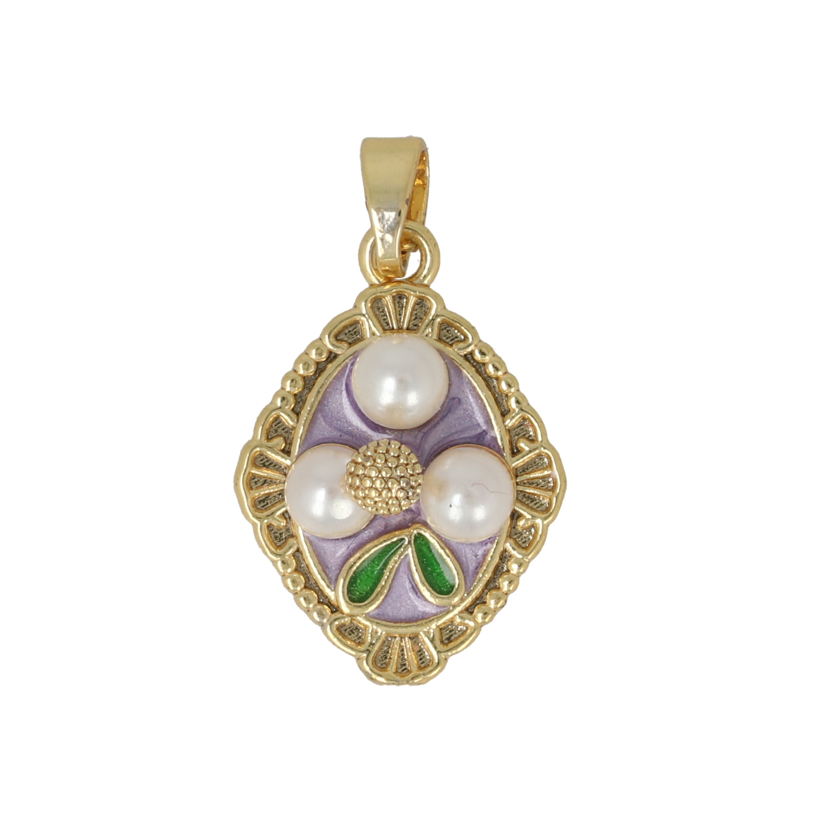 gold plated enameled violet rombhus tag 17x12mm | 1pc