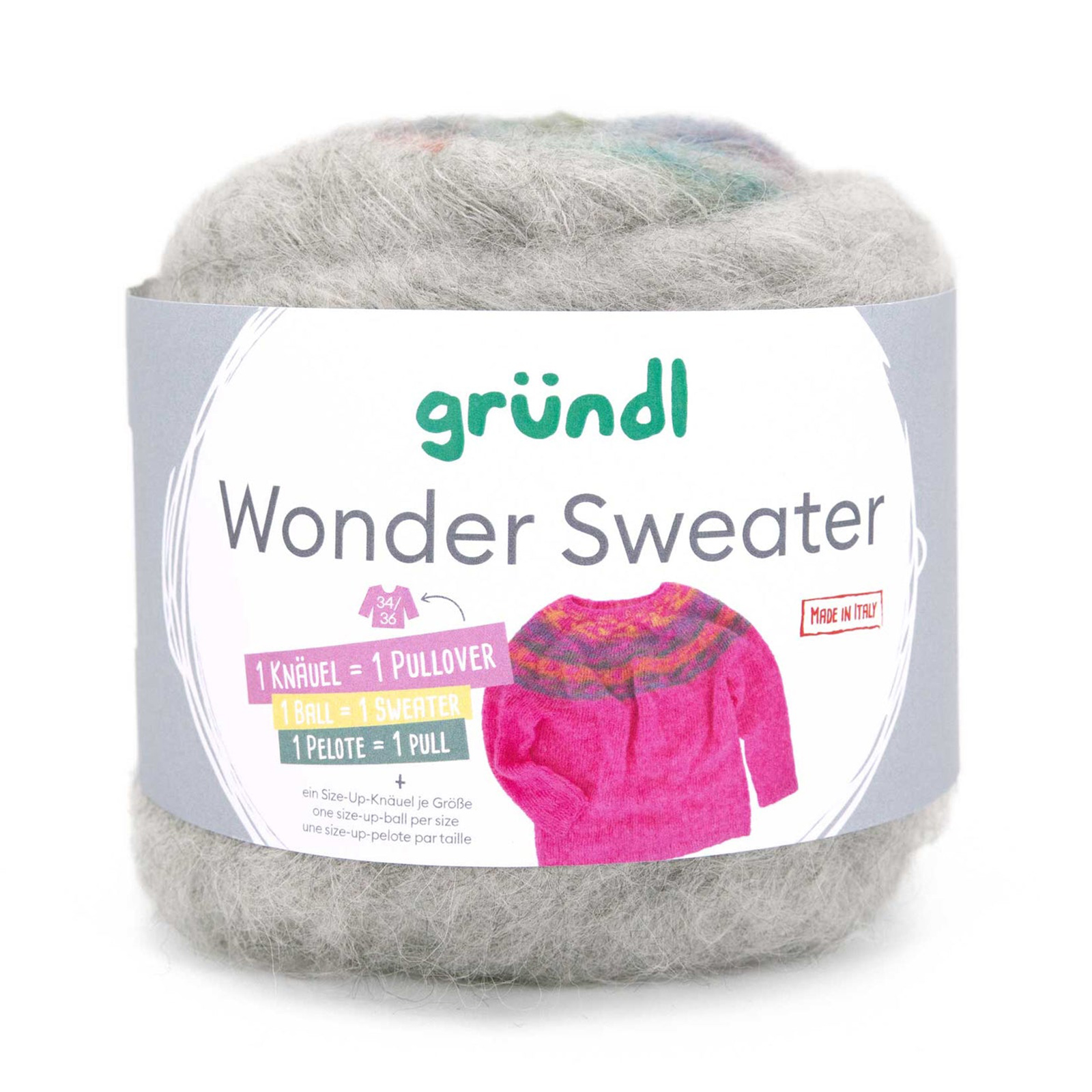 gründl wonder sweater - hellgrau/moosgrün/ziegelrot/ozeanblau (02) - 150gr (675mt) | 1st