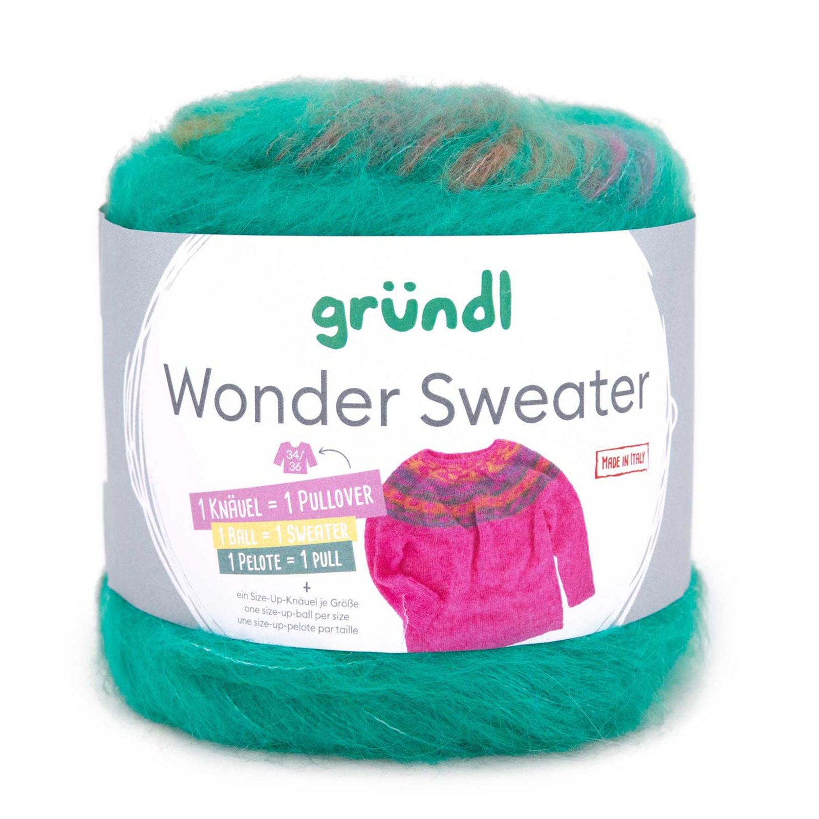gründl wonder sweater - emerald/copper/raspberry/curry (04) - 150gr (675mt) | 1pc