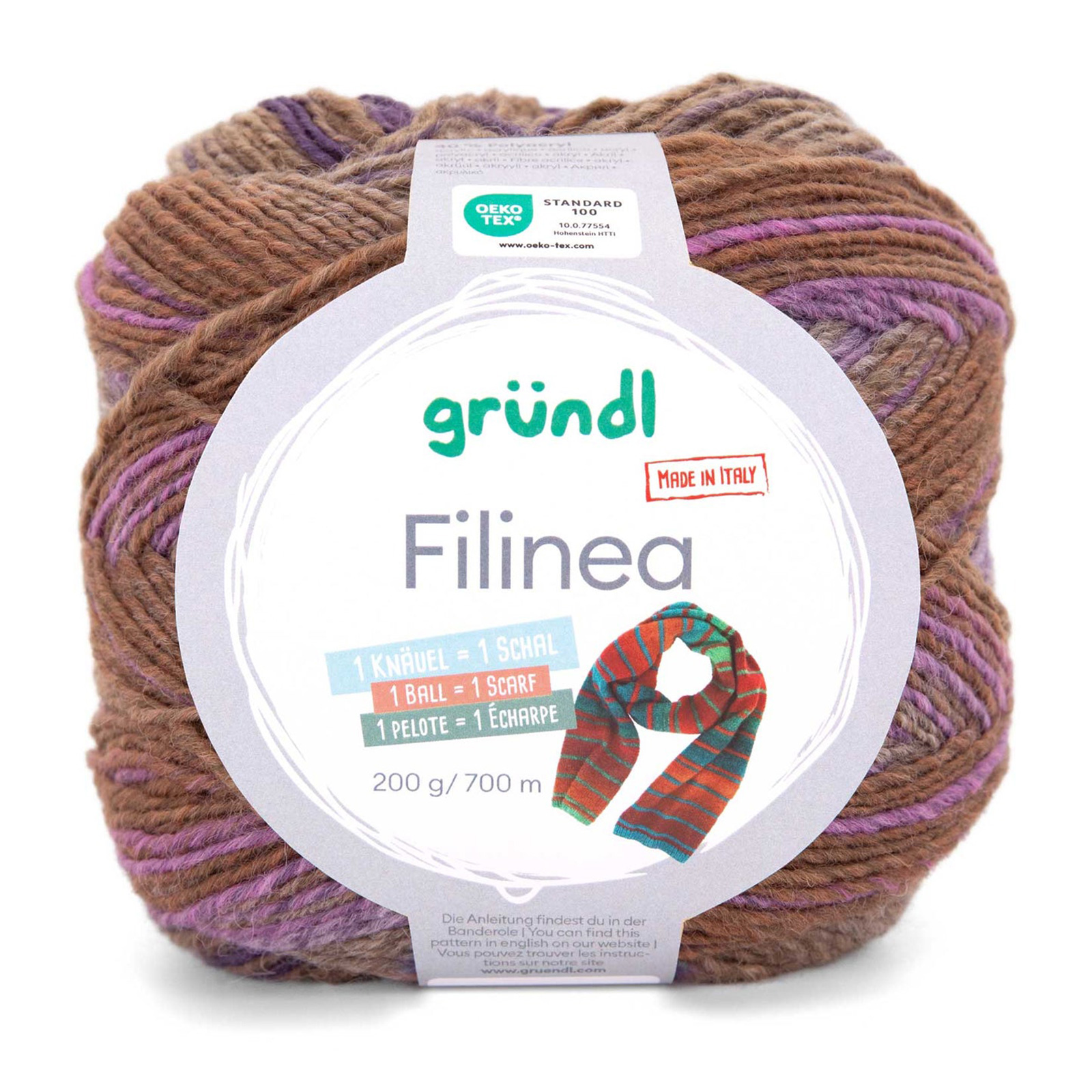 gründl filinea - pink/nut brown/dusty rose/aubergine (01) - 200gr (700mt) | 1pc