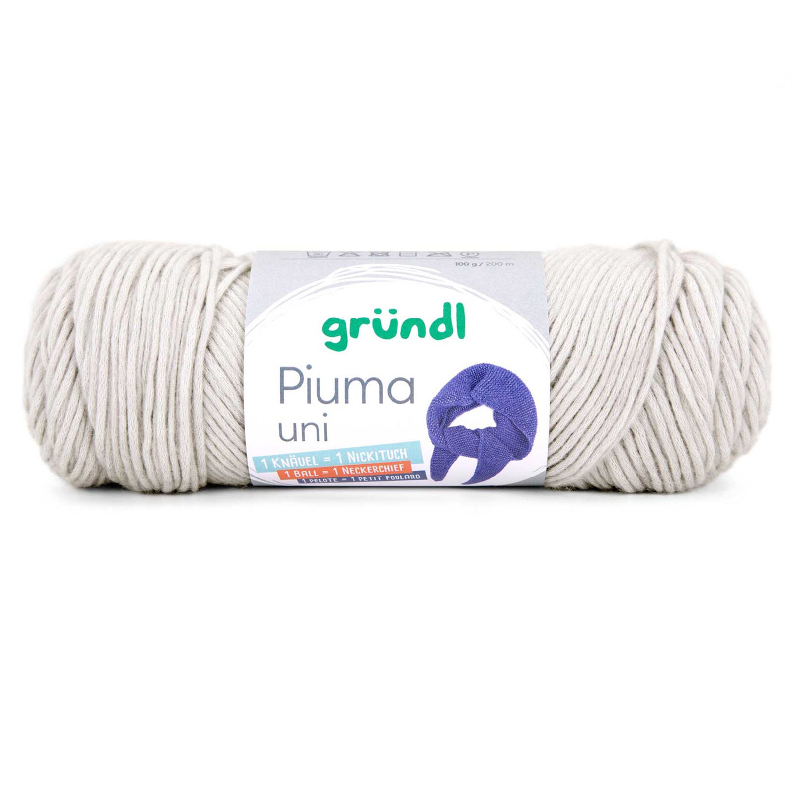 gründl piuma uni - hellgrau (19) - 100gr (200mt) | 1pc