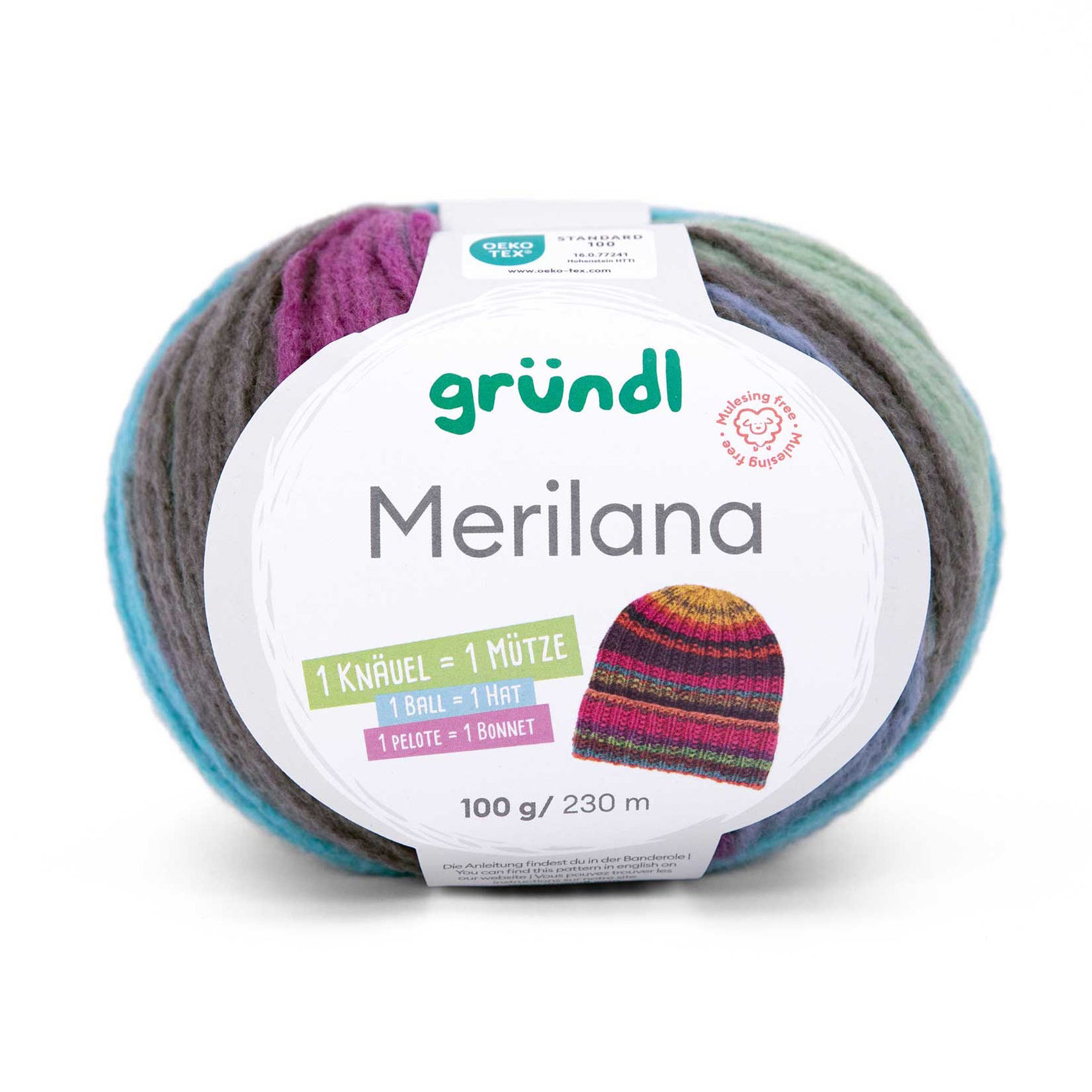 gründl merilana - berry/turquoise/dove grey/sage/grey/brown (04) - 100gr (230mt) | 1pc