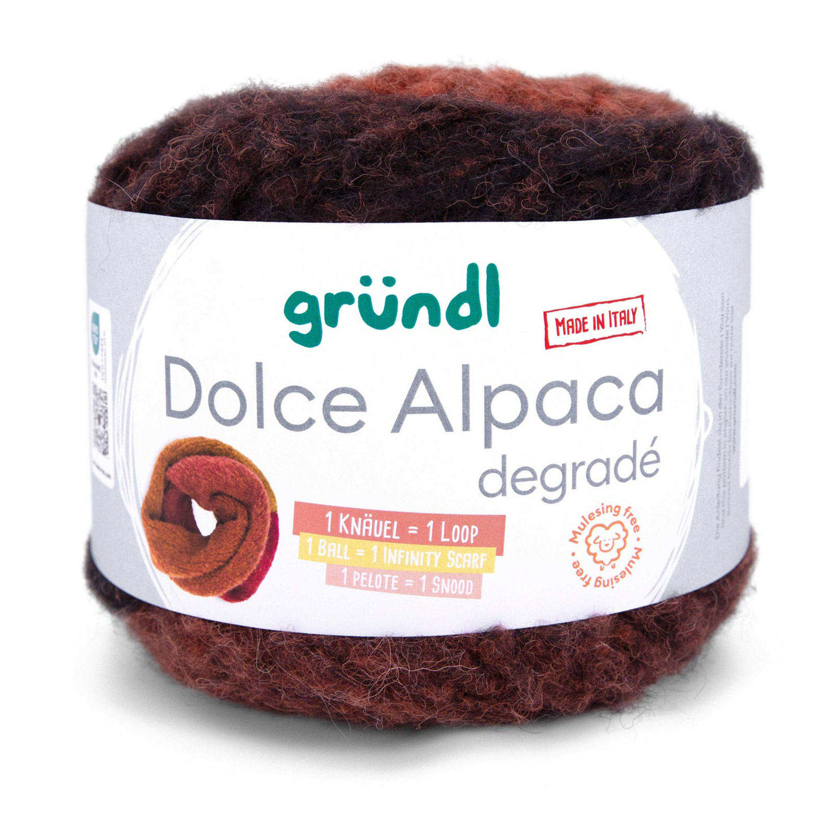 gründl dolce alpaca degradé - schwarz/graubraun/ocker (09) - 100gr (250mt) | 1st