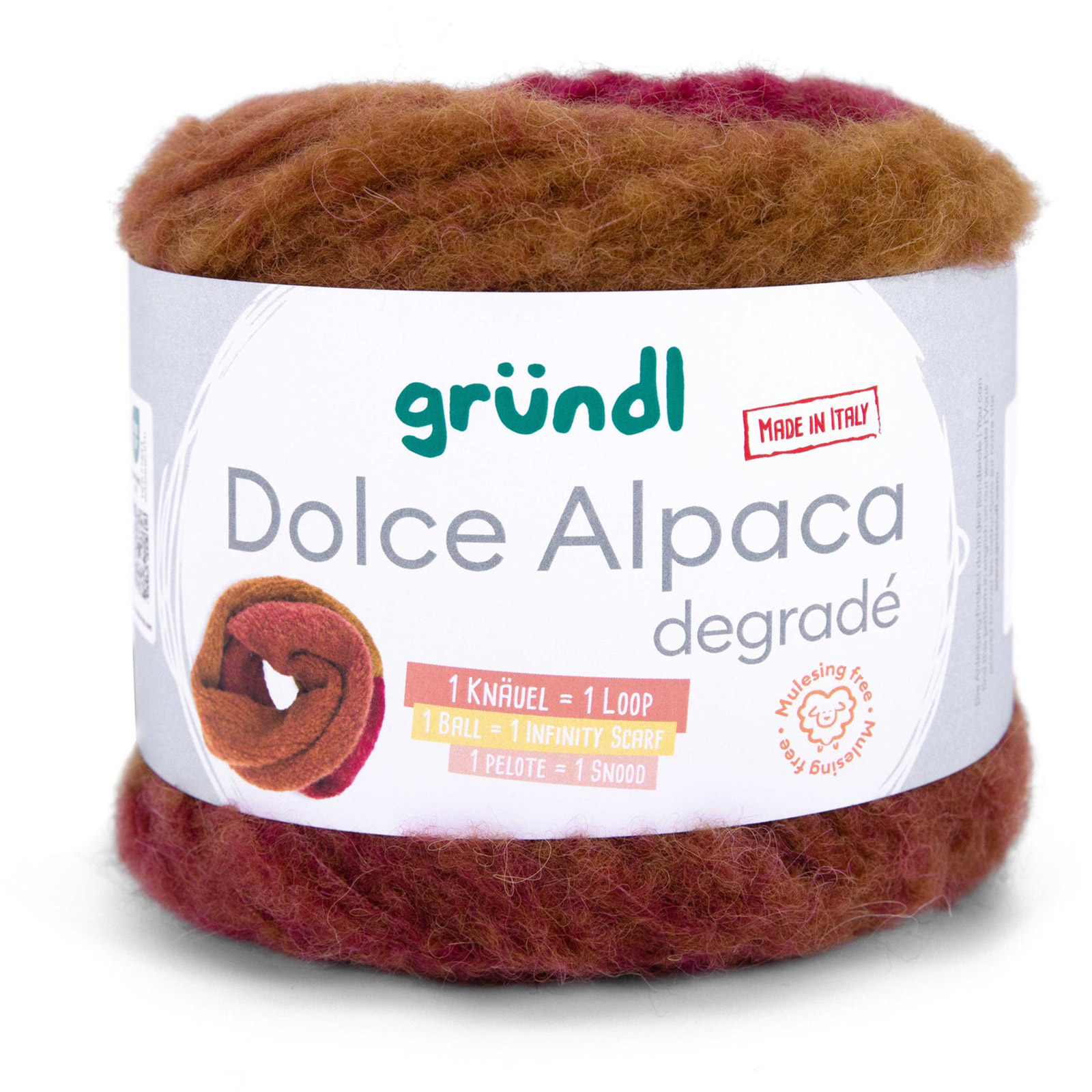 gründl dolce alpaca degradé - clay/nut/bordeaux (10) - 100gr (250mt) | 1pc