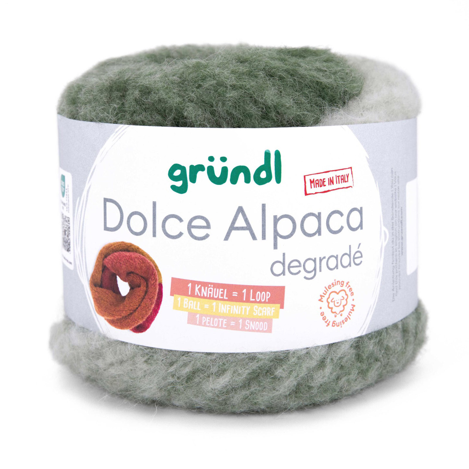 gründl dolce alpaca degradé - fir/grey green/white (04) - 100gr (250mt) | 1pc