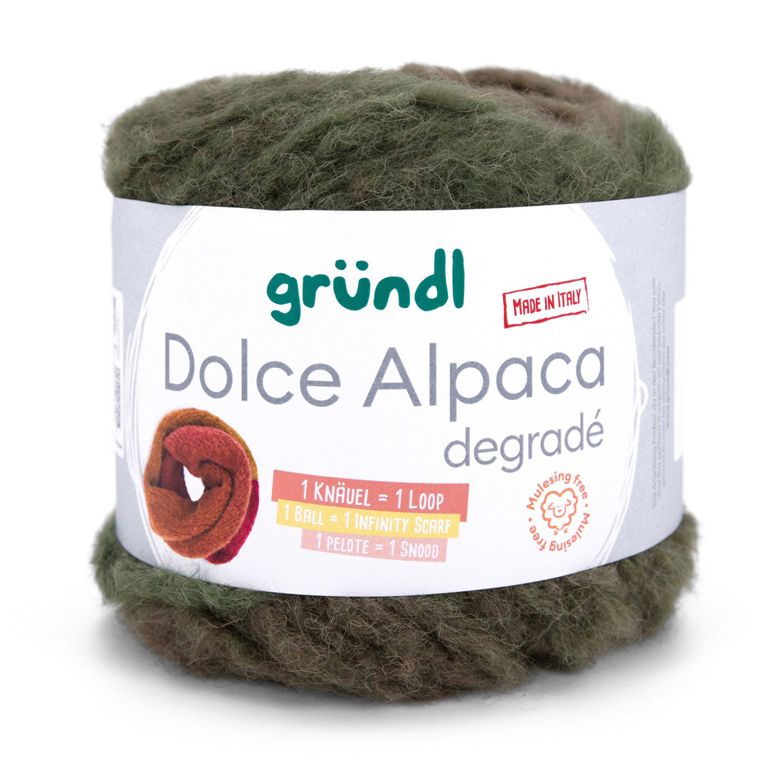 gründl dolce alpaca degradé - fir/grey green/walnut (07) - 100gr (250mt) | 1pc
