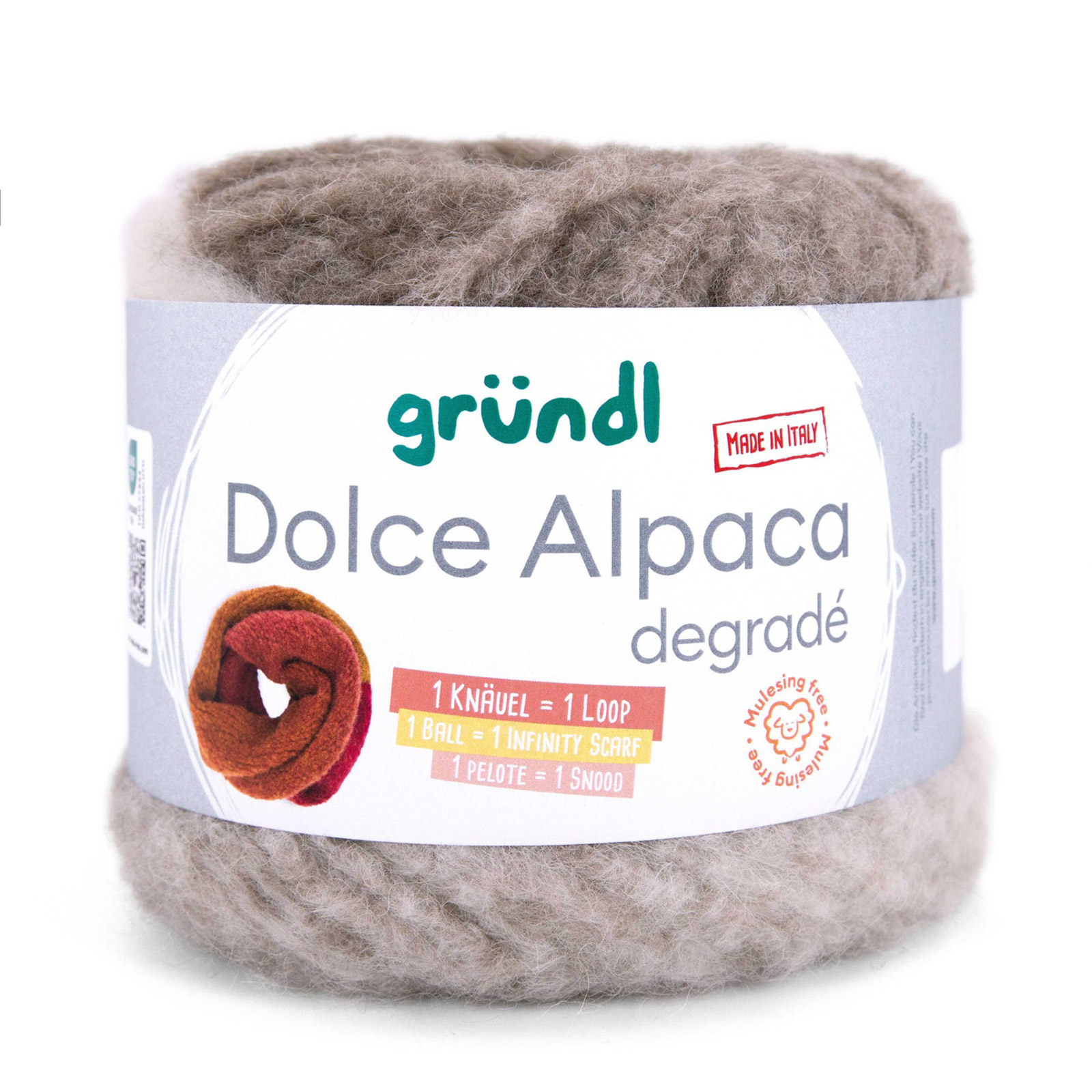 gründl dolce alpaca degradé - walnut/beige/white (02) - 100gr (250mt) | 1pc