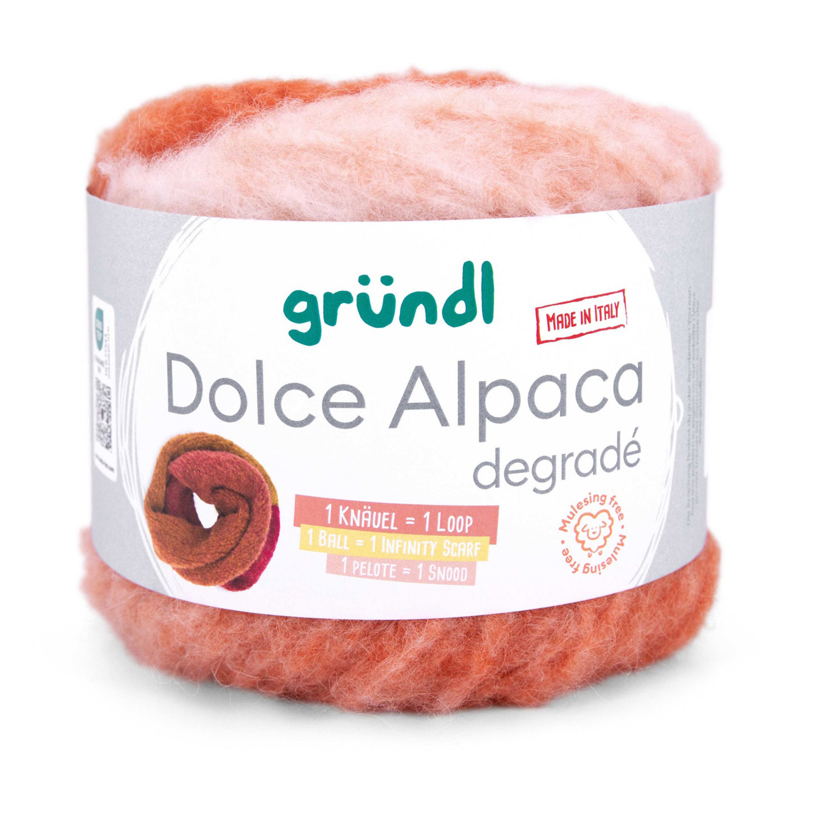 gründl dolce alpaca degradé - kürbis/lachs/wollweiß (03) - 100gr (250mt) | 1st