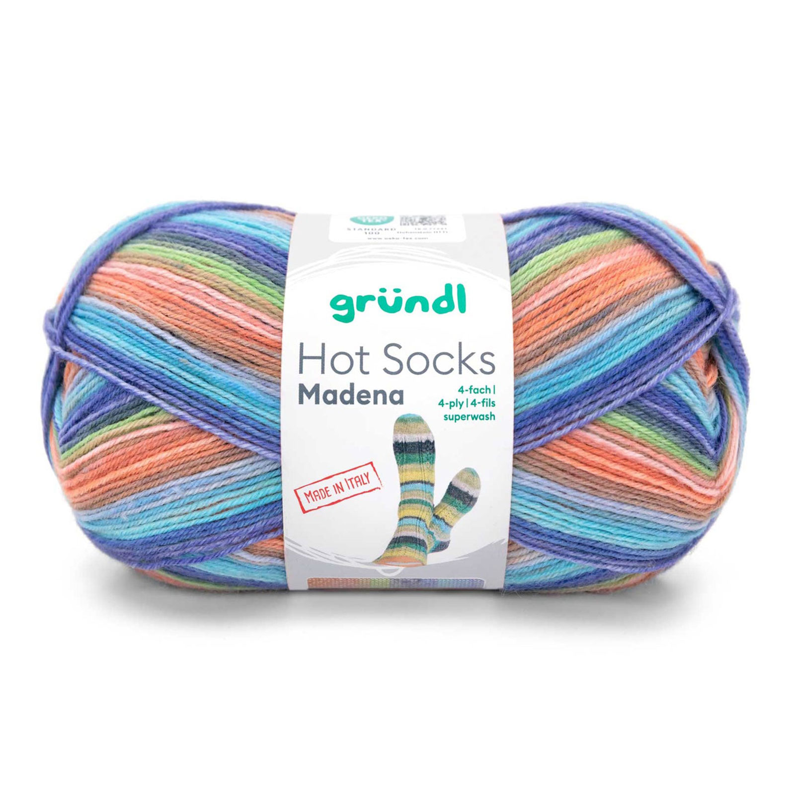 gründl hot socks madena - orange/aqua mix (11) - 100gr (420mt) | 1pc