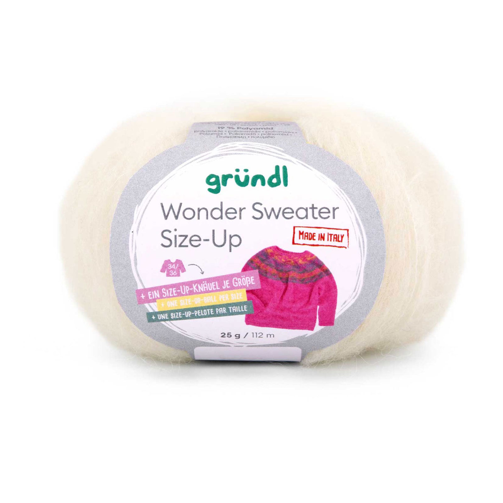 gründl wonder sweater size-up - cream (01) - 25gr (112mt) | 1pc