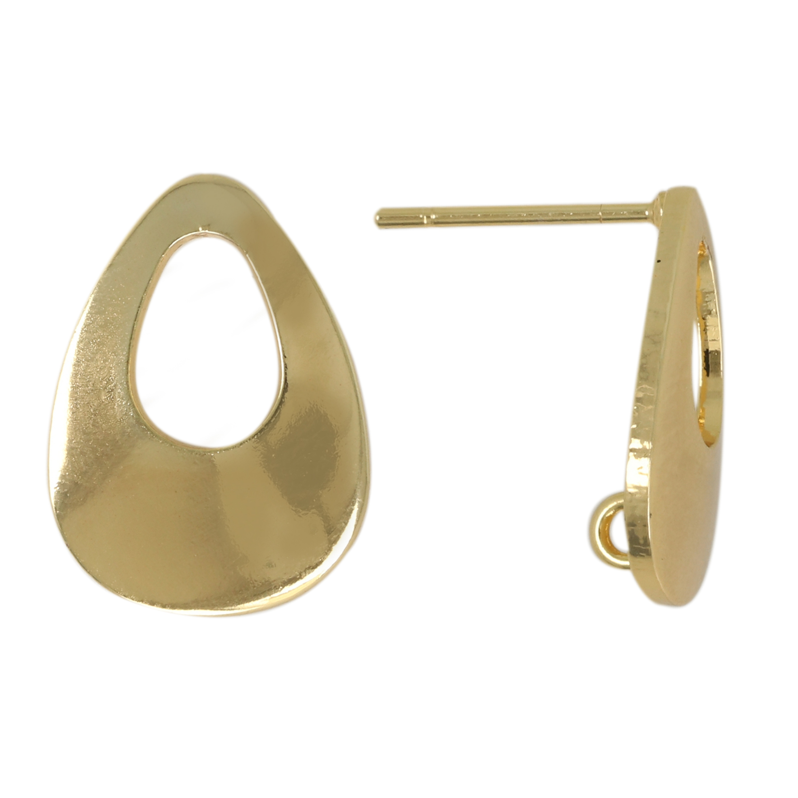 gold plated post earring drop 17x12mm | 2pc